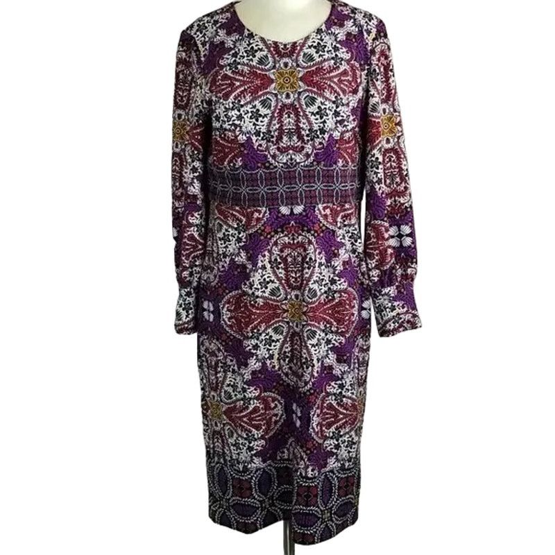 Chicos Chicos Women Floral Medallion Print Midi Sheath Dress 1 8/10 Size M / US 6-8 / IT 42-44 - 2 Thumbnail