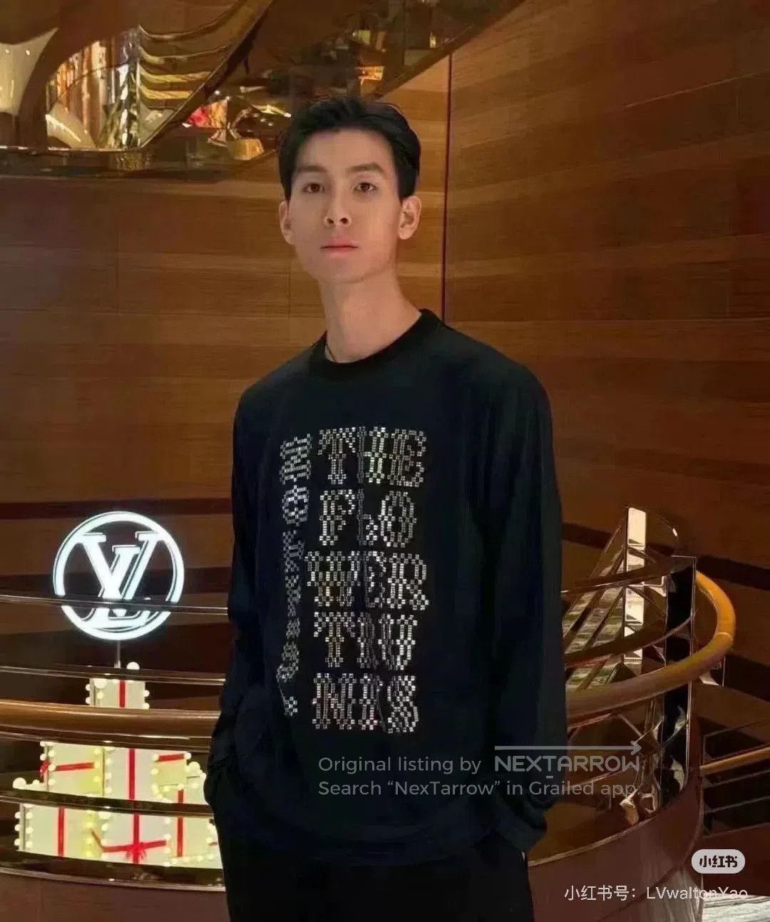 Louis Vuitton LV Rhinestone Letter Round Neck Sweater. Size US XL / EU 56 / 4 - 7 Thumbnail