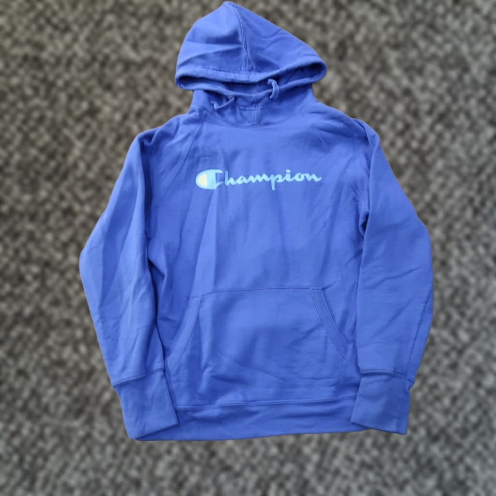 Champion Champion Hoodie Women's Large Blue Hooded Sweatshirt Size L / US 10 / IT 46 - 1 Thumbnail