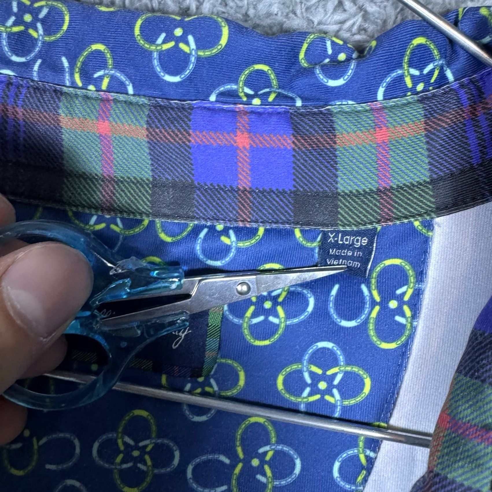 Vintage William Murray Polo Mens XL Shirt Tartan Geometric Horseshoe Performance Stretch Blue Geometric 90s Golf Mens XL Polo Size US XL / EU 56 / 4 - 5 Thumbnail