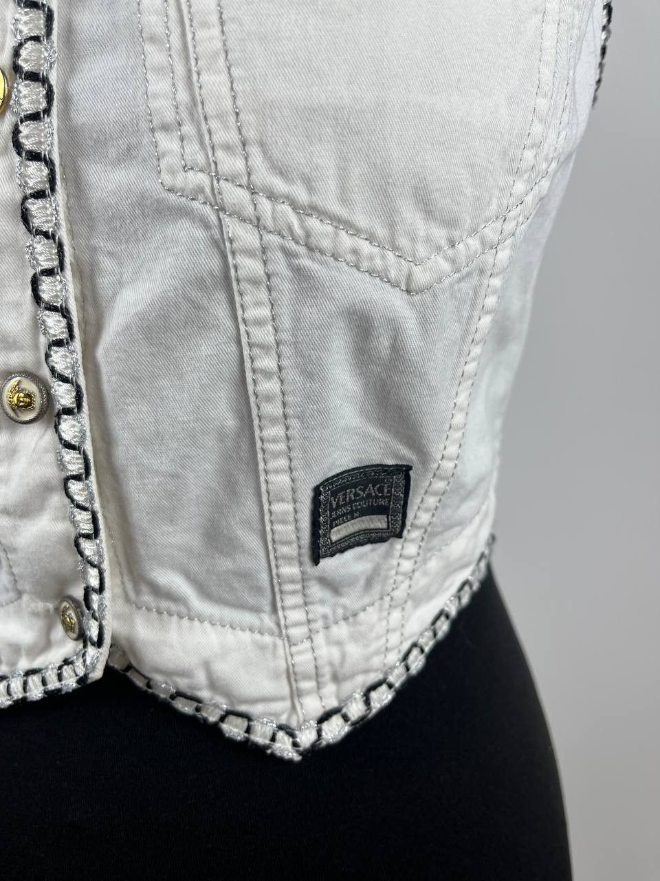 Versace Jeans Couture Vintage Versace Jeans Couture White Denim Vest Made in Italy Size S / US 4 / IT 40 - 5 Thumbnail
