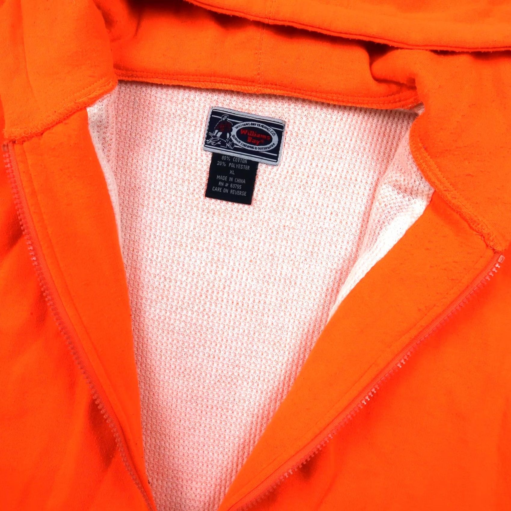Vintage Vintage 90s Thermal Lined Zip Up Hoodie Orange Adult XL XLarge Nike? Size US XL / EU 56 / 4 - 5 Thumbnail