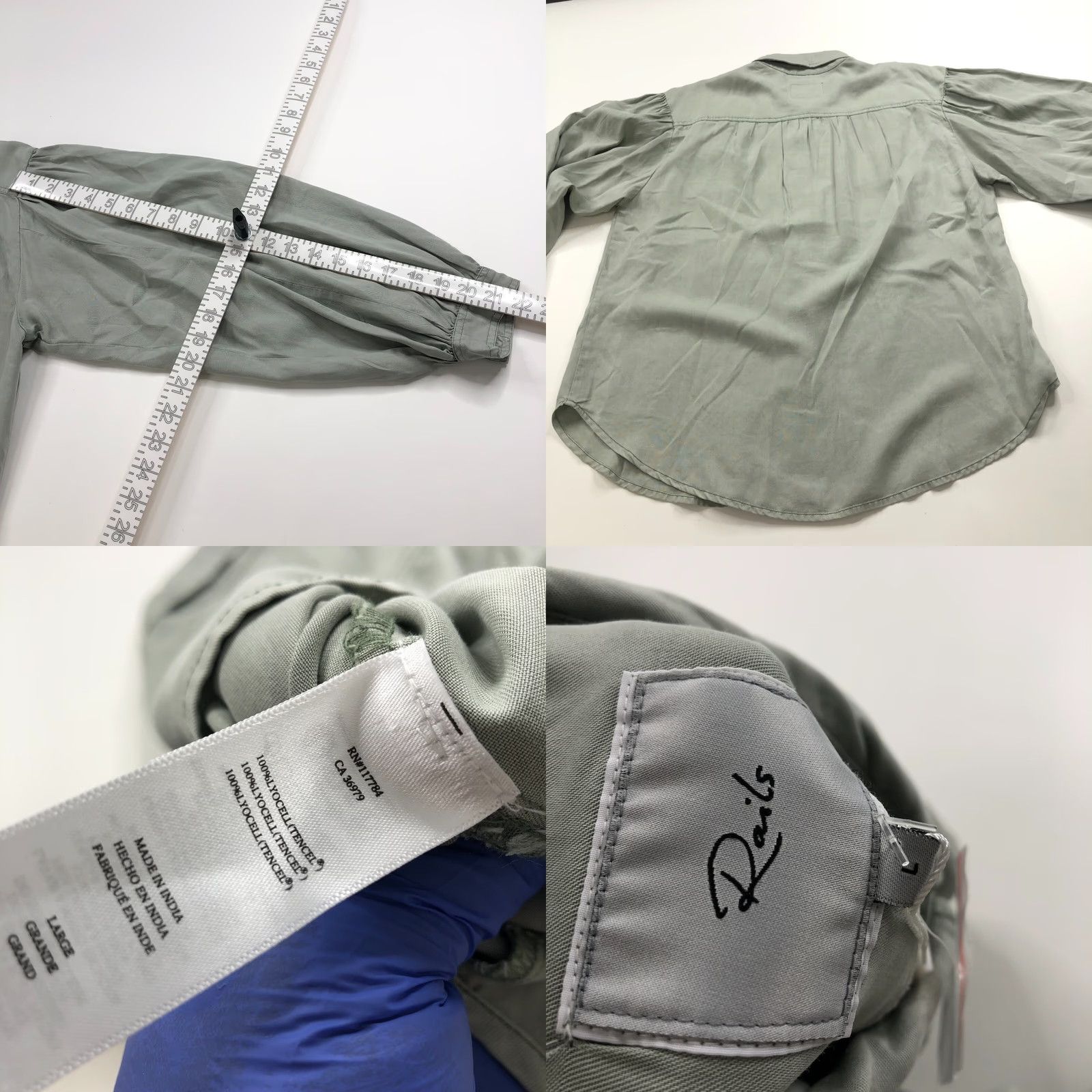 Rails Rails Soren Sage Denim Shirt Large NEW 100% Tencel Button Long Sleeve Green Women's Casual Shirt Size L / US 10 / IT 46 - 8 Thumbnail