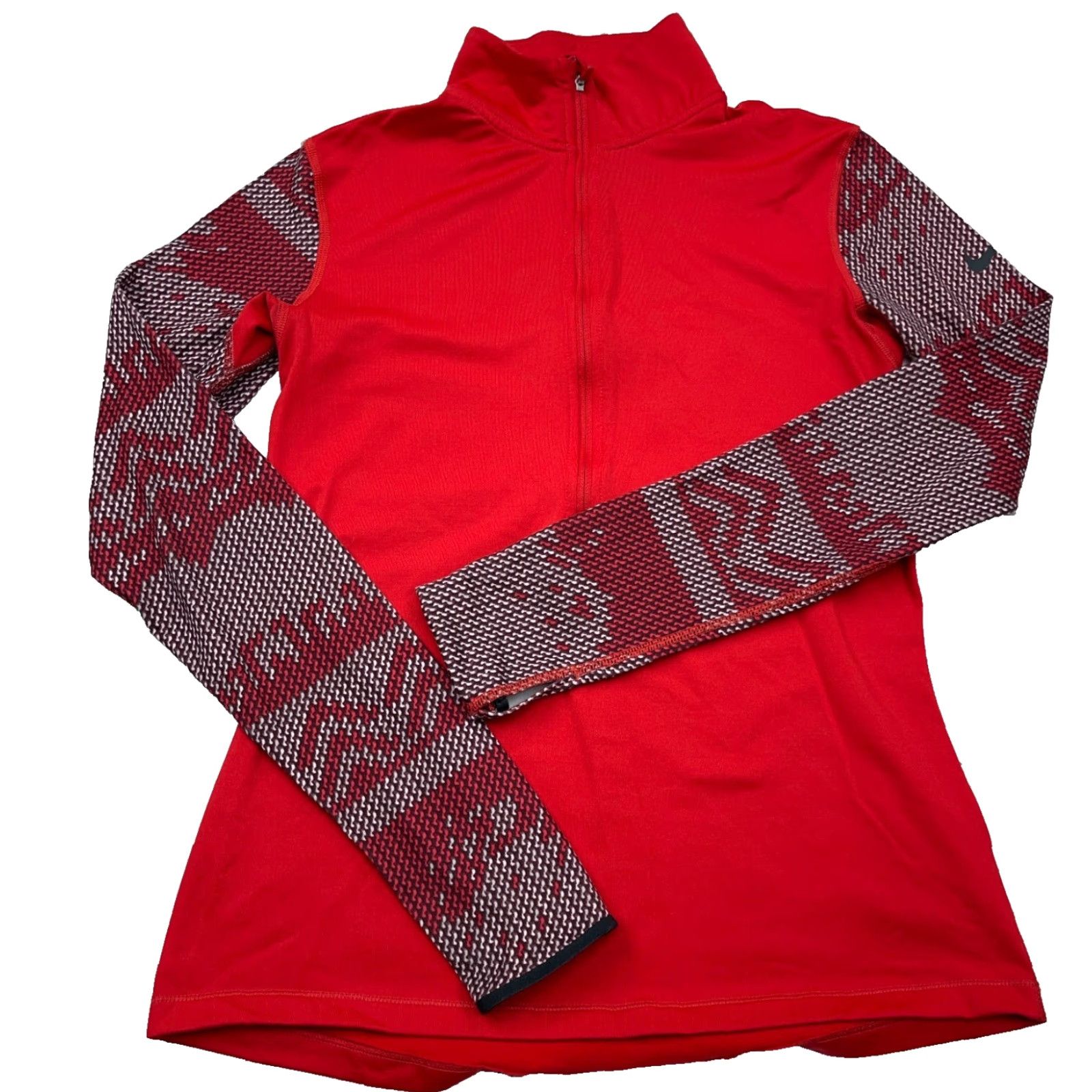 Nike Nike Pro Sweatshirt Women Medium Red Pullover Half Zip Performance Running Thin Size M / US 6-8 / IT 42-44 - 2 Thumbnail