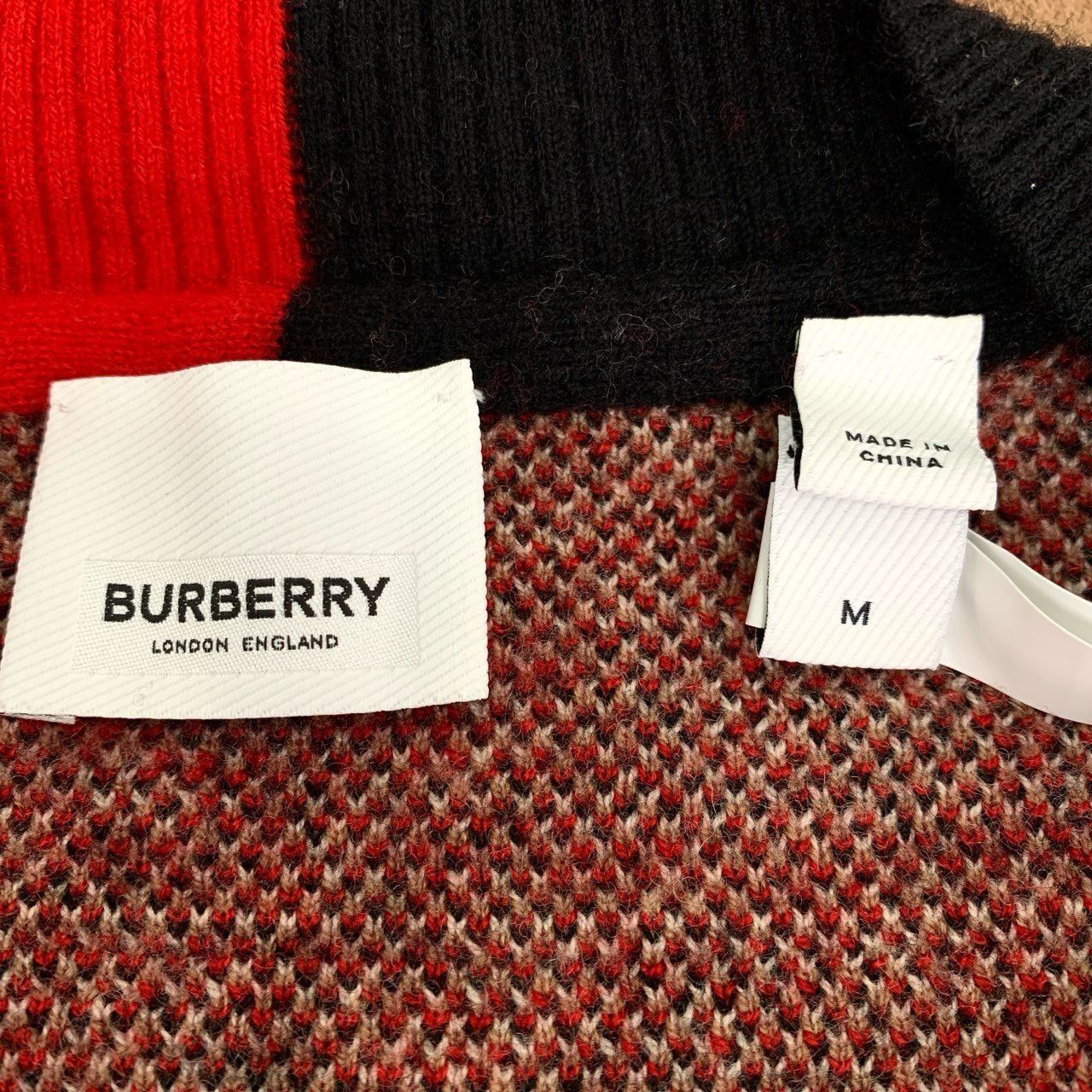 Burberry Burberry Brown Checkered Patchwork Wool Sweater With Red & B Size M / US 6-8 / IT 42-44 - 2 Thumbnail