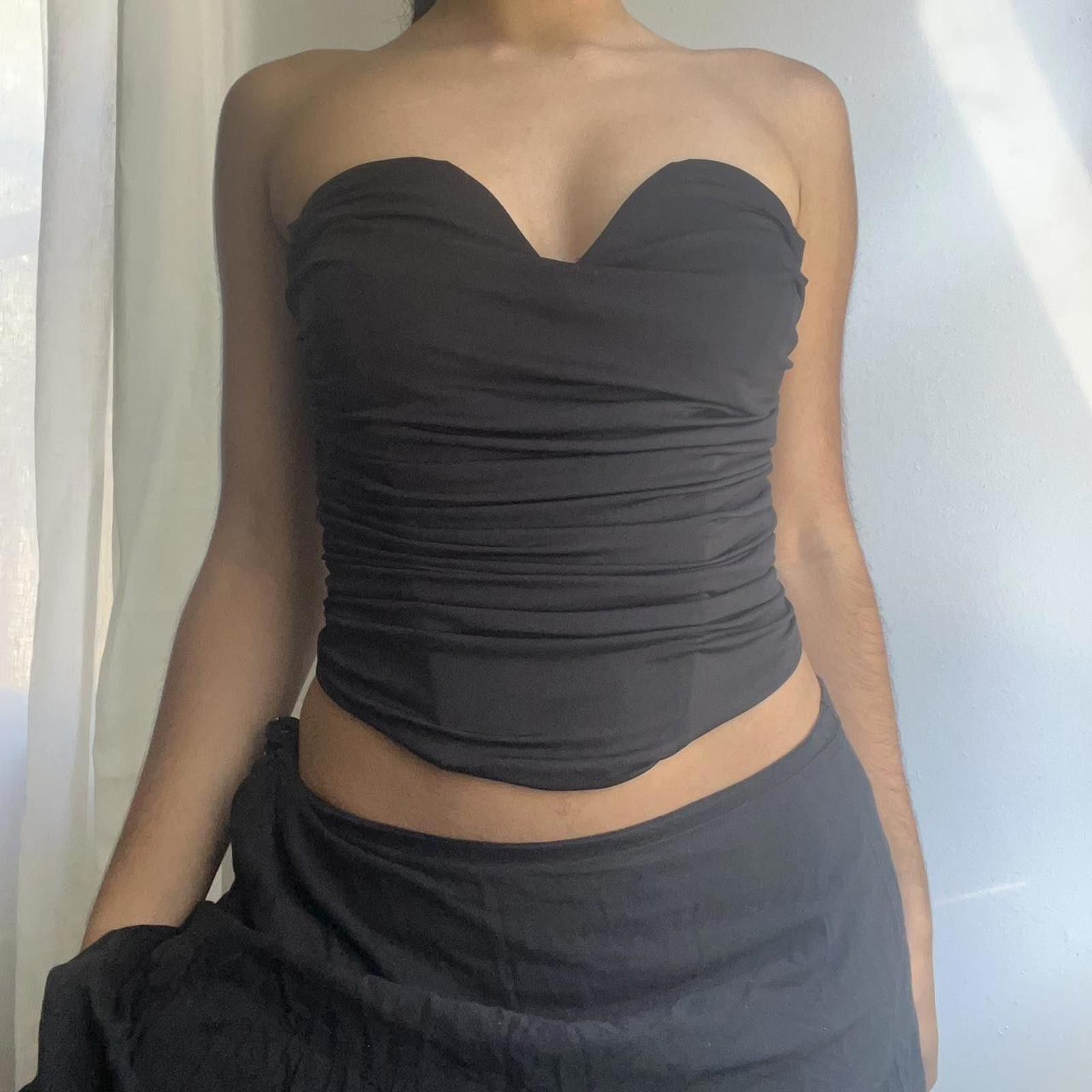 Express Black ruched bustier top #goth #punk #festivalvibes Size ONE SIZE - 6 Thumbnail