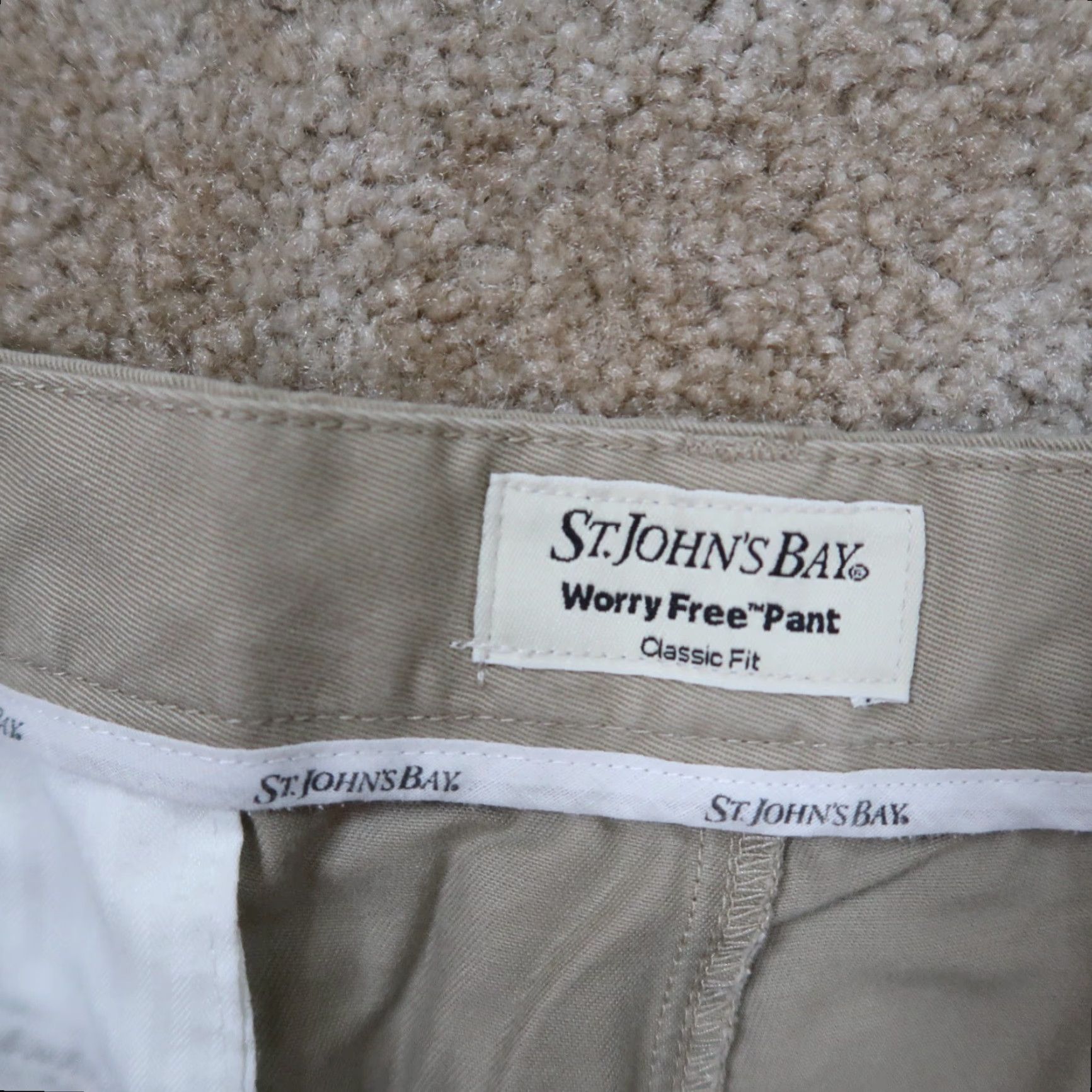 Vintage St. Johns Bay Chino Pants Straight Leg Beige 38x34 Men’s Regular 5-Pocket Flat Front Belt Loops Mid Rise Cotton Size US 38 / EU 54 - 3 Thumbnail