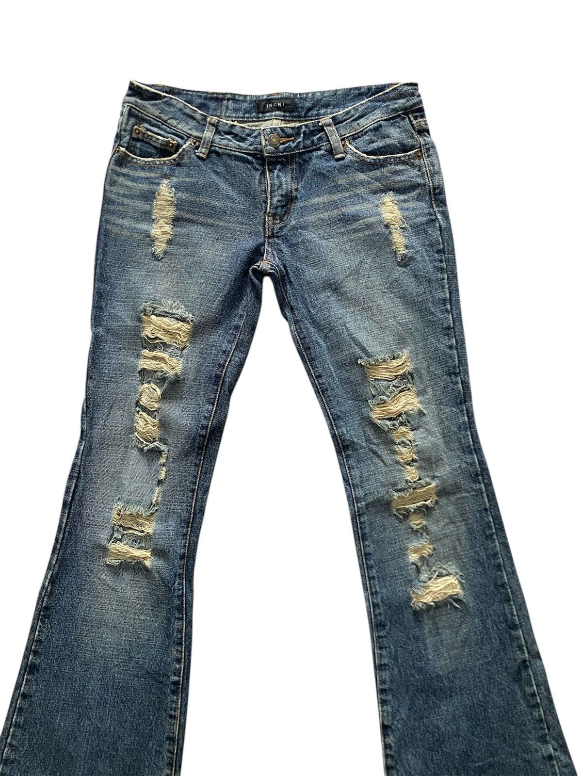If Six Was Nine × Japanese Brand × Le Grande Bleu (L.G.B.) FLARE DISTRESS JEANS JAPAN BRAND RIPPED DESIGN RARE STYLE Size US 30 / EU 46 - 2 Thumbnail