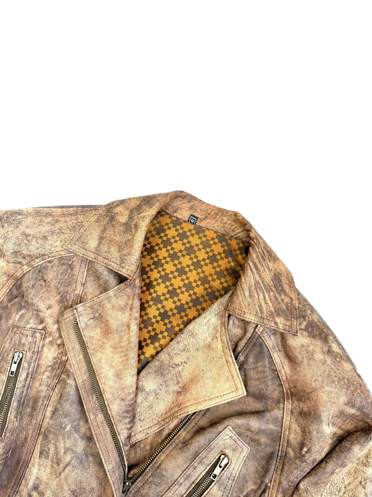 Genuine Leather Vintage Faded Biker Cropped Avantgarde Leather Jacket Size M / US 6-8 / IT 42-44 - 4 Thumbnail