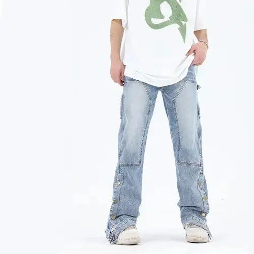 Japanese Brand × Jean Blue Baggy Stacked Ankle Zip Denim Jeans Size US 32 / EU 48 - 1 Thumbnail