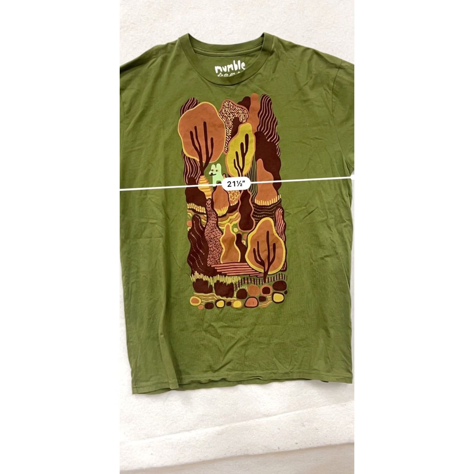 X-LARGE VINTAGE Mens Organic Cotton Graphic T-Shirt By Mumble Tease XL Green Shirts Mens Size US XL / EU 56 / 4 - 8 Thumbnail