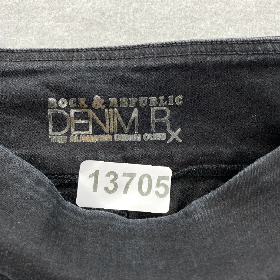 Vintage Rock & Republic Denim Rx Fever Pull On Crop Jeans Women's Black 2 Stretch Denim Slim Crop Jeans Womens 26in inseam 24in Size 26" / US 2 / IT 38 - 4 Thumbnail