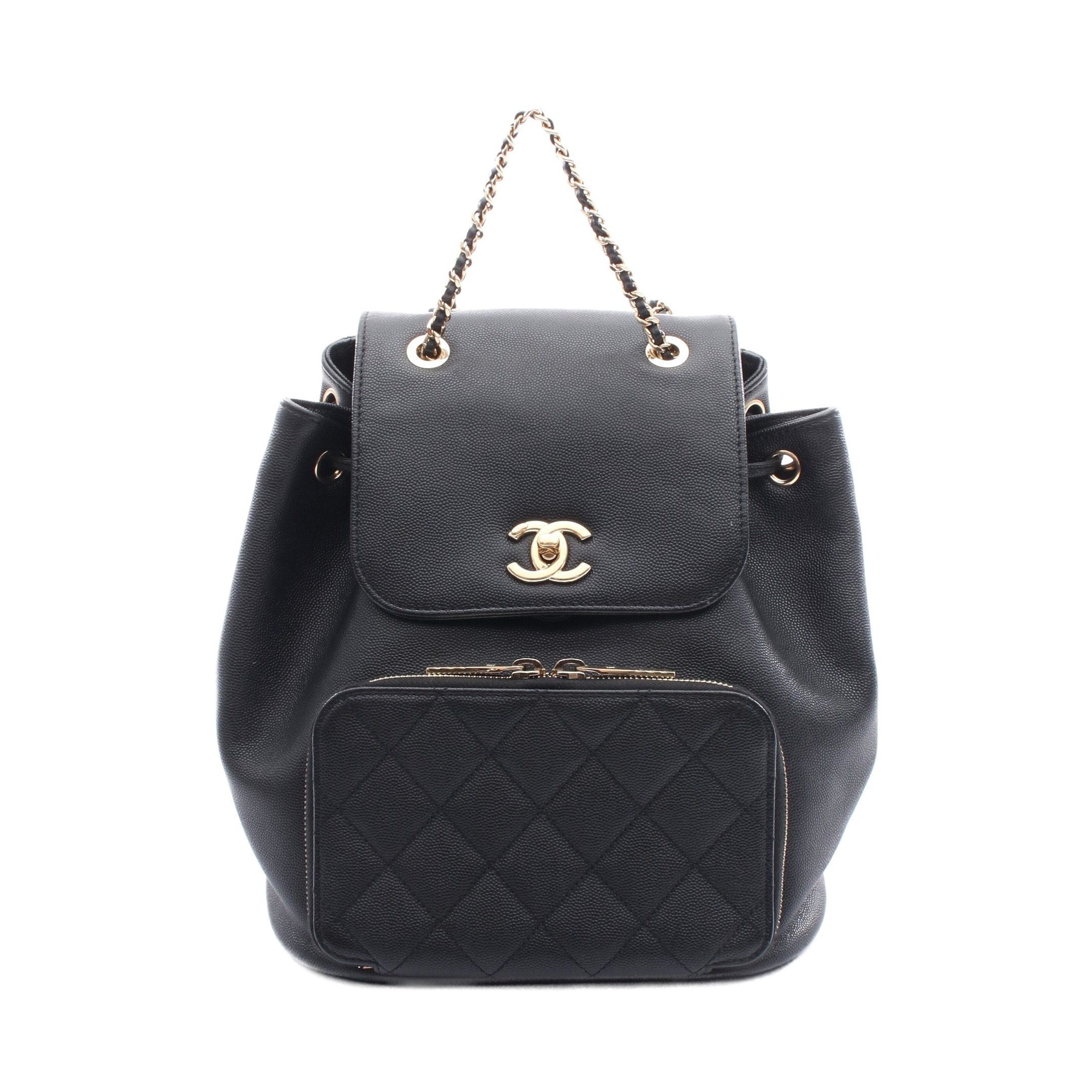 Chanel Business Affinity Matelasse Backpack Rucksack Caviar Skin Black Gold Hardware