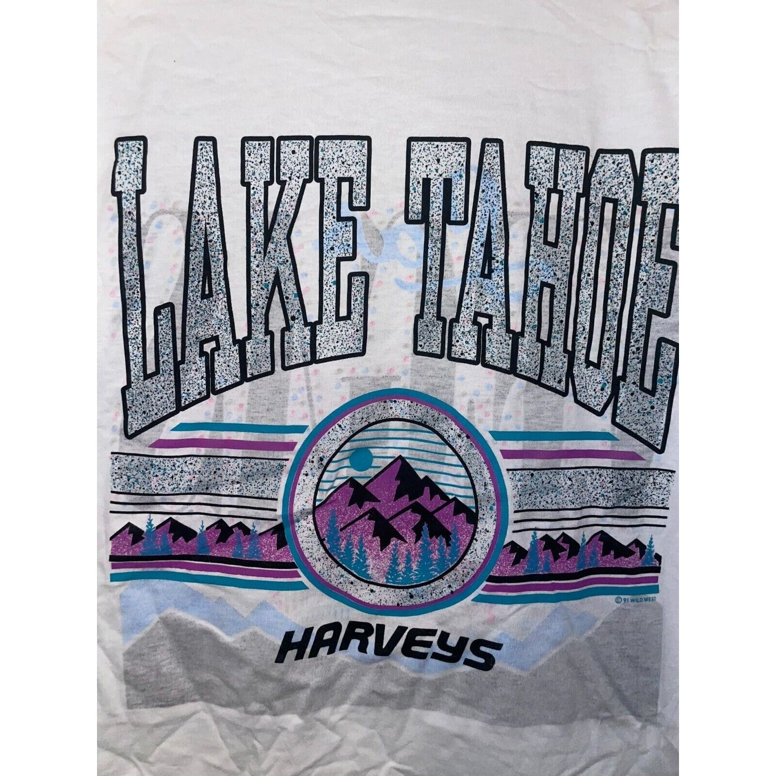 Jerzees VTG Test Print Lake Tahoe Grand Canyon Las Vegas White Tee Size US M / EU 48-50 / 2 - 2 Thumbnail