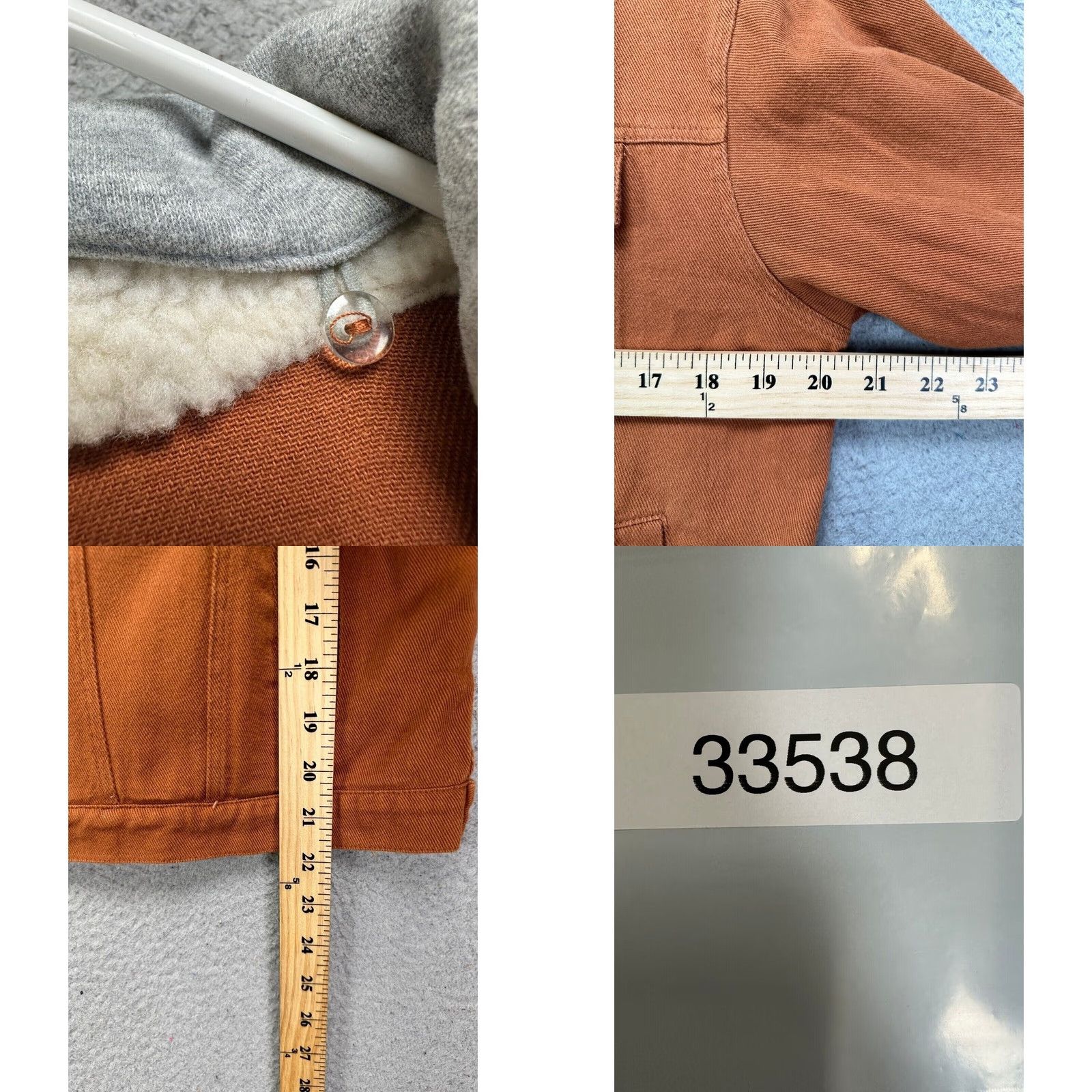 Denime Paper Crane Jacket Womens Medium Brown Sherpa Collared Hooded Denim Short Coat Casual Mens? Womens Size M / US 6-8 / IT 42-44 - 8 Thumbnail