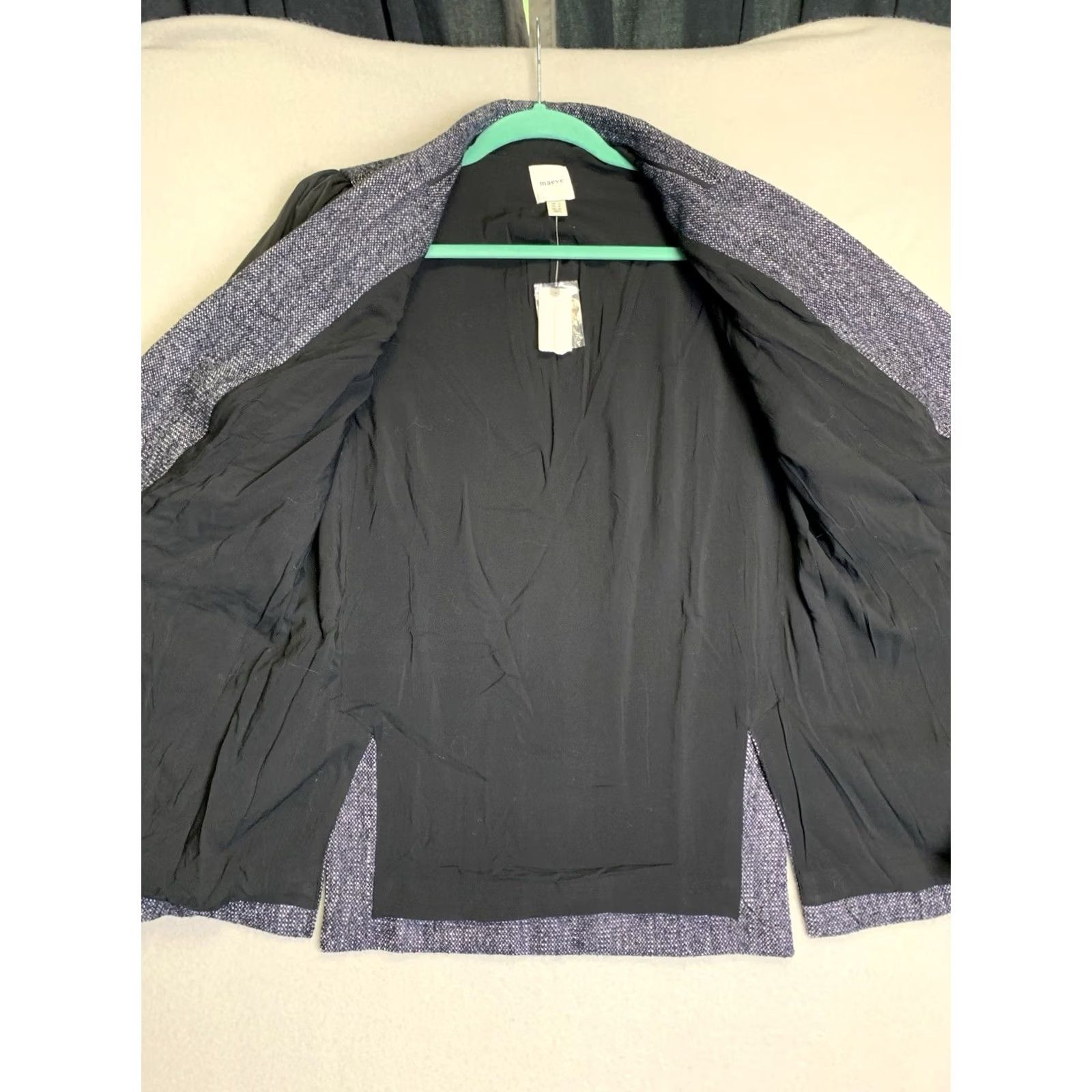 Vintage VINTAGE Maeve Jacket Womens 10 Black Knit Solid Button Collared Relaxed City Classic Hipster London Paris 90s Size L / US 10 / IT 46 - 7 Thumbnail