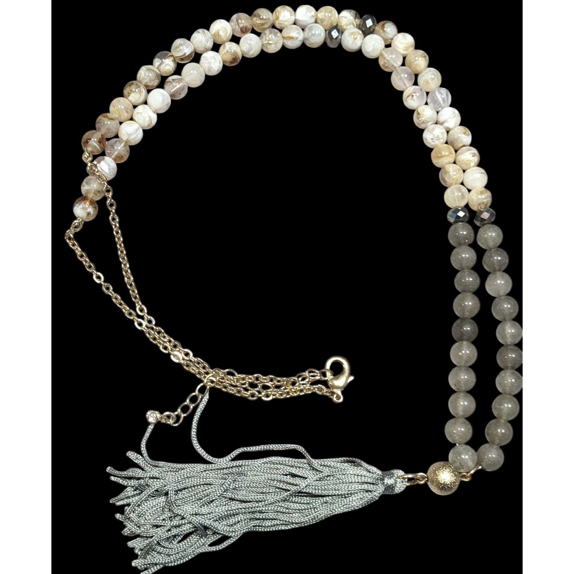 Other Boho Chic Stone And Acrylic Beaded Tassel Necklace Size ONE SIZE - 1 Thumbnail