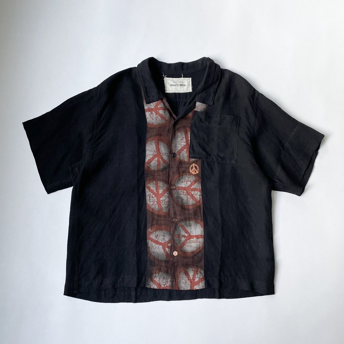 Story Mfg. Black/Orange ‘Peace’ Tie Dye Print Shirt Size US M / EU 48-50 / 2 - 13 Thumbnail
