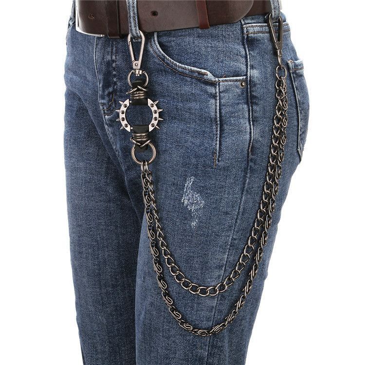 Jean Punk Spiked Jeans Chain Accessories Size ONE SIZE - 4 Thumbnail
