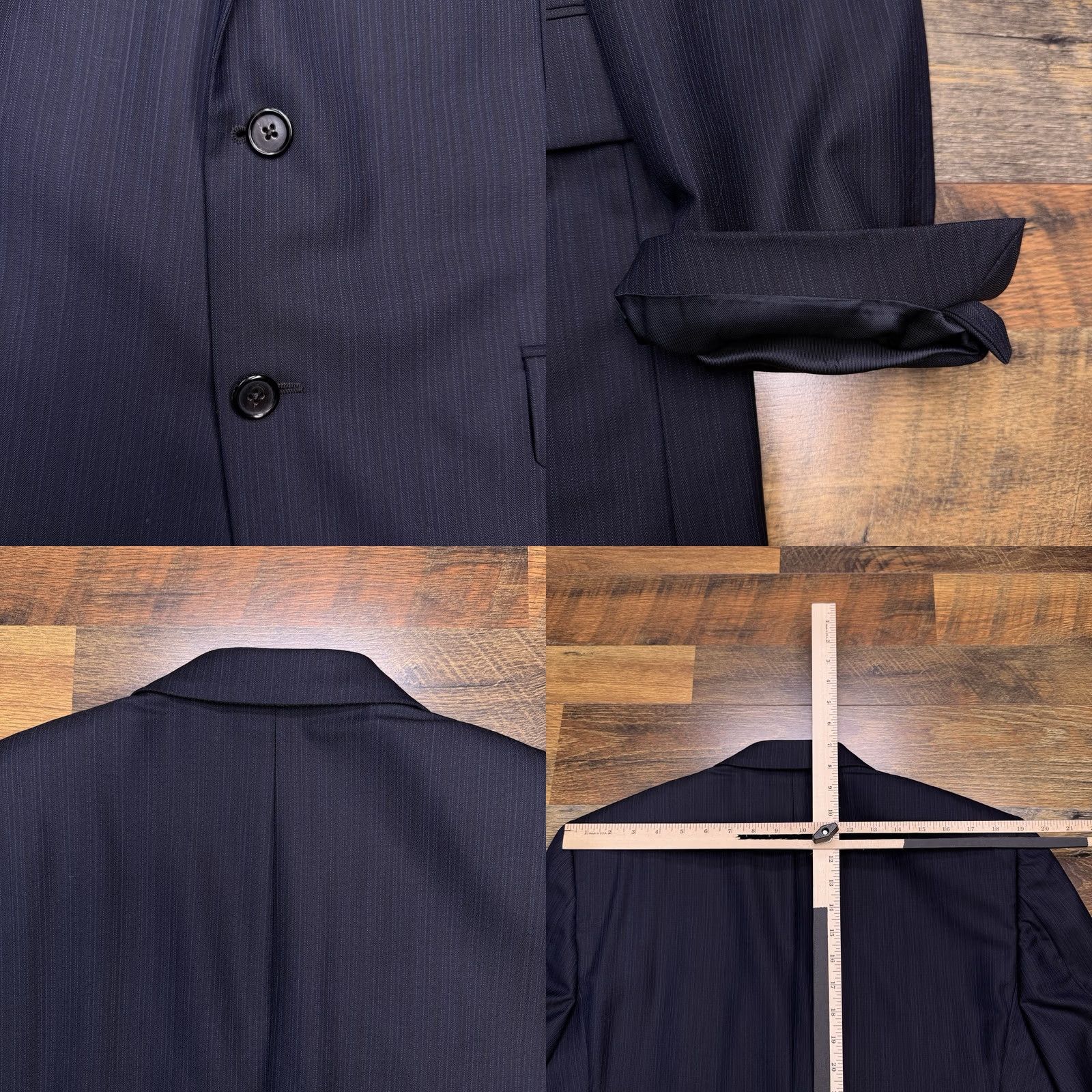 Loro Piana Hickey Freeman Loro Piana Suit Jacket 44 Navy Blue Wool Blazer Size 44R - 8 Thumbnail