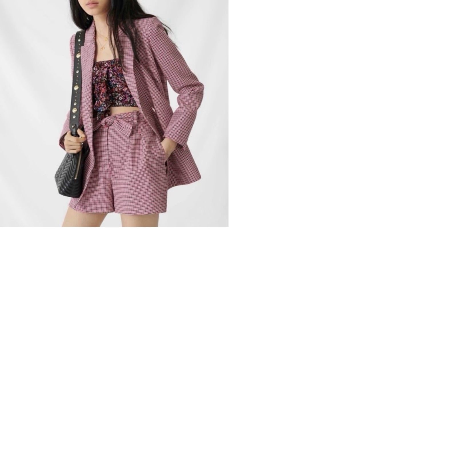 Maje Maje Vic Double Breasted Houndstooth Jacquard Blazer Women's Blazer Size 6 Multicolor Wool Blend Buttoned Cuffs 2 Side Pockets Size M / US 6-8 / IT 42-44 - 9 Thumbnail