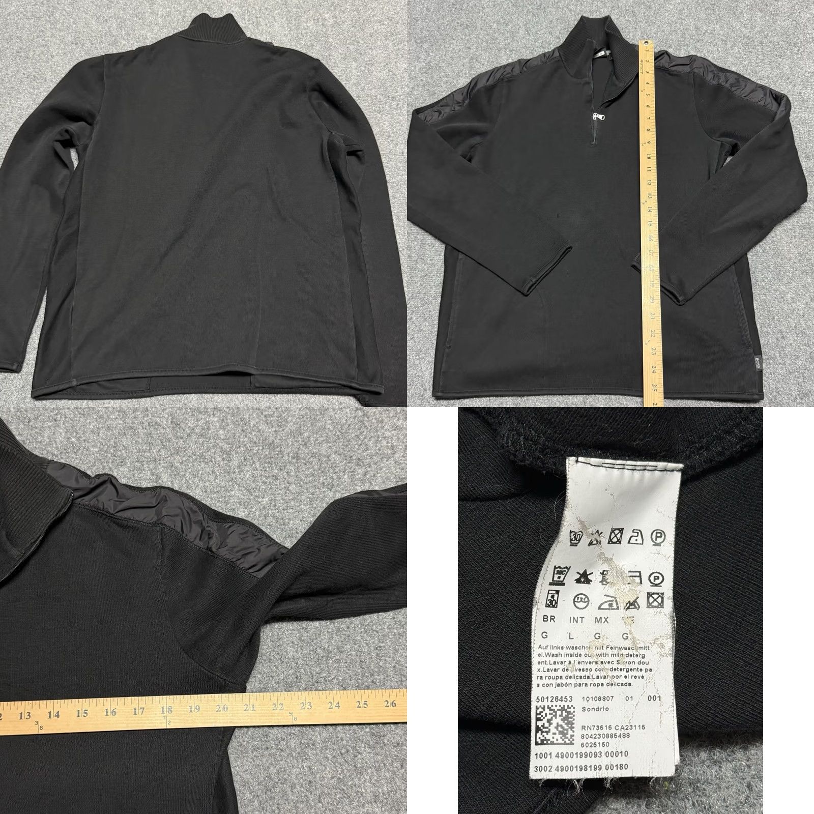 Hugo Boss HUGO BOSS Sweater Mens Large Black 1/4 Zip Sondrio Pullover Knit Sweatshirt Mock Neck Logo Zipper Size US L / EU 52-54 / 3 - 8 Thumbnail
