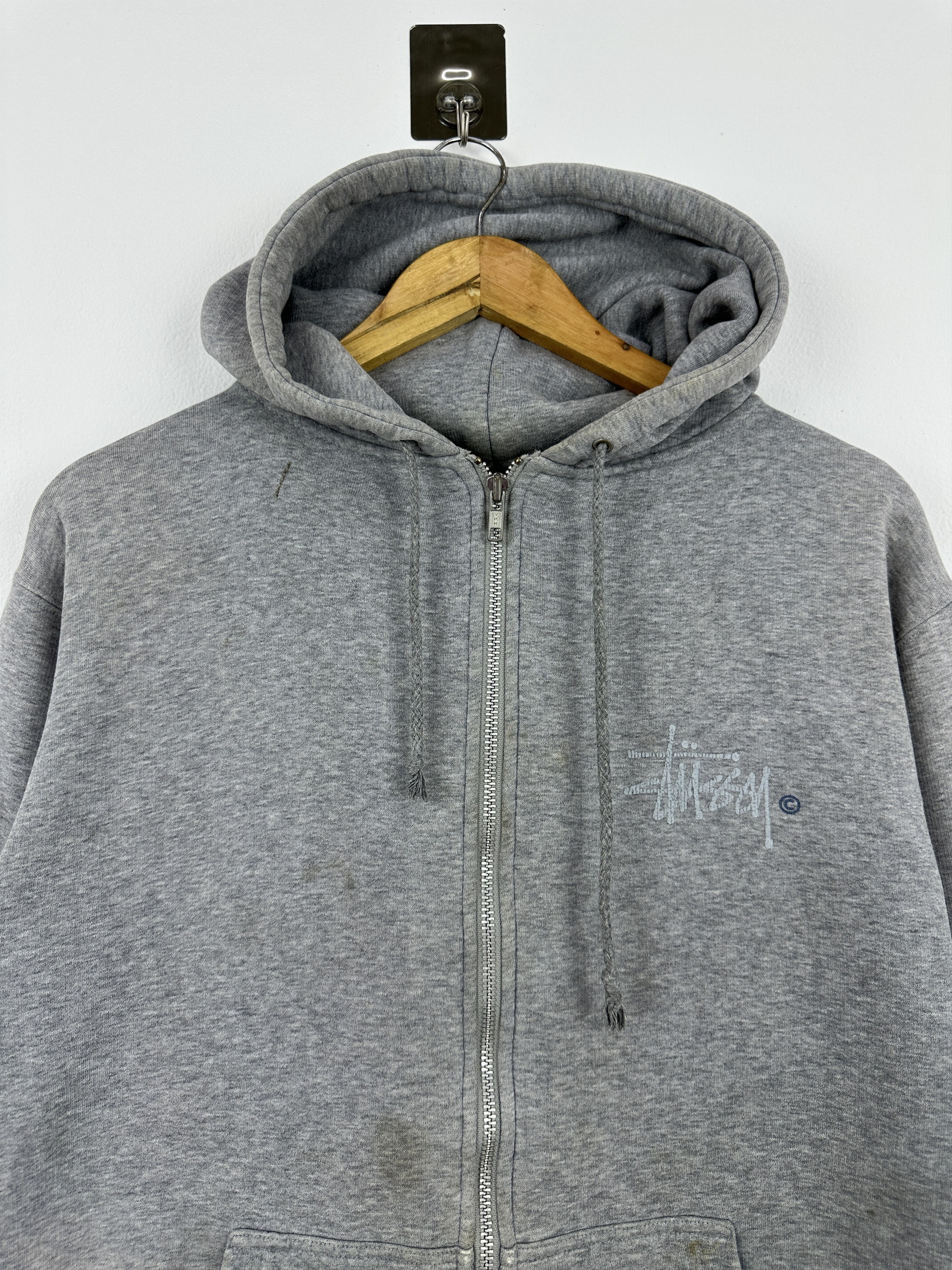 Stussy Vintage Stussy Big Logo Zip Up Hoodie Heather Grey BP0021 Size US L / EU 52-54 / 3 - 4 Thumbnail