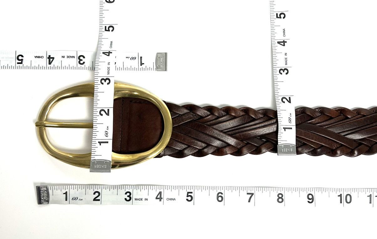 Yves Saint Laurent YVES SAINT LAURENT GOLD TONE BUCKLE W/ BRAIDED LEATHER BELT Size ONE SIZE - 5 Thumbnail