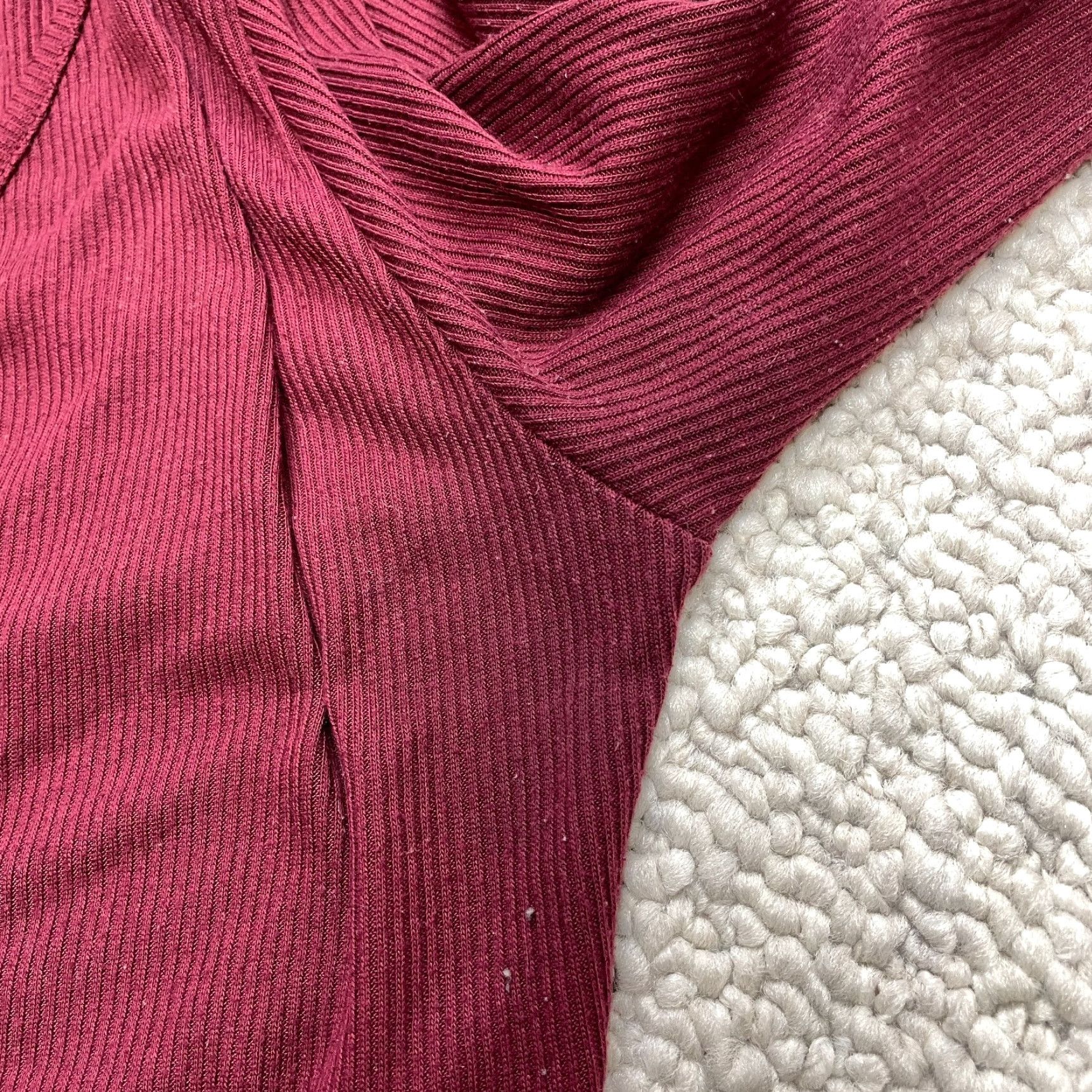 Boohoo VINTAGE Boohoo Blouse Shirt Womens 10 Red Ribbed Tie Waist Long Sleeve Wrap Jacket Solid Size L / US 10 / IT 46 - 5 Thumbnail