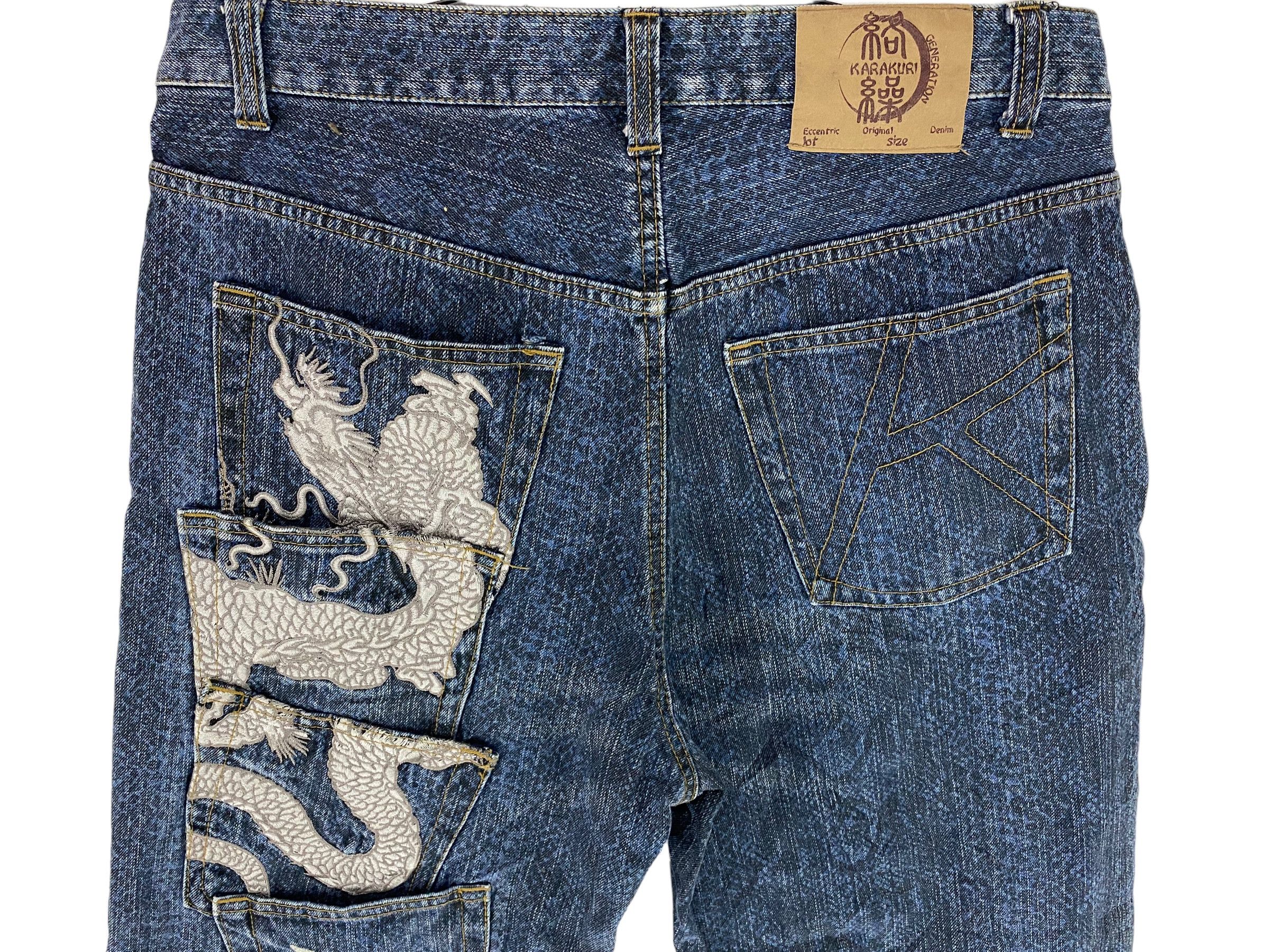 Japanese Brand Karakuri snake pattern embroidered dragon multipocket jeans Size US 35 - 6 Thumbnail