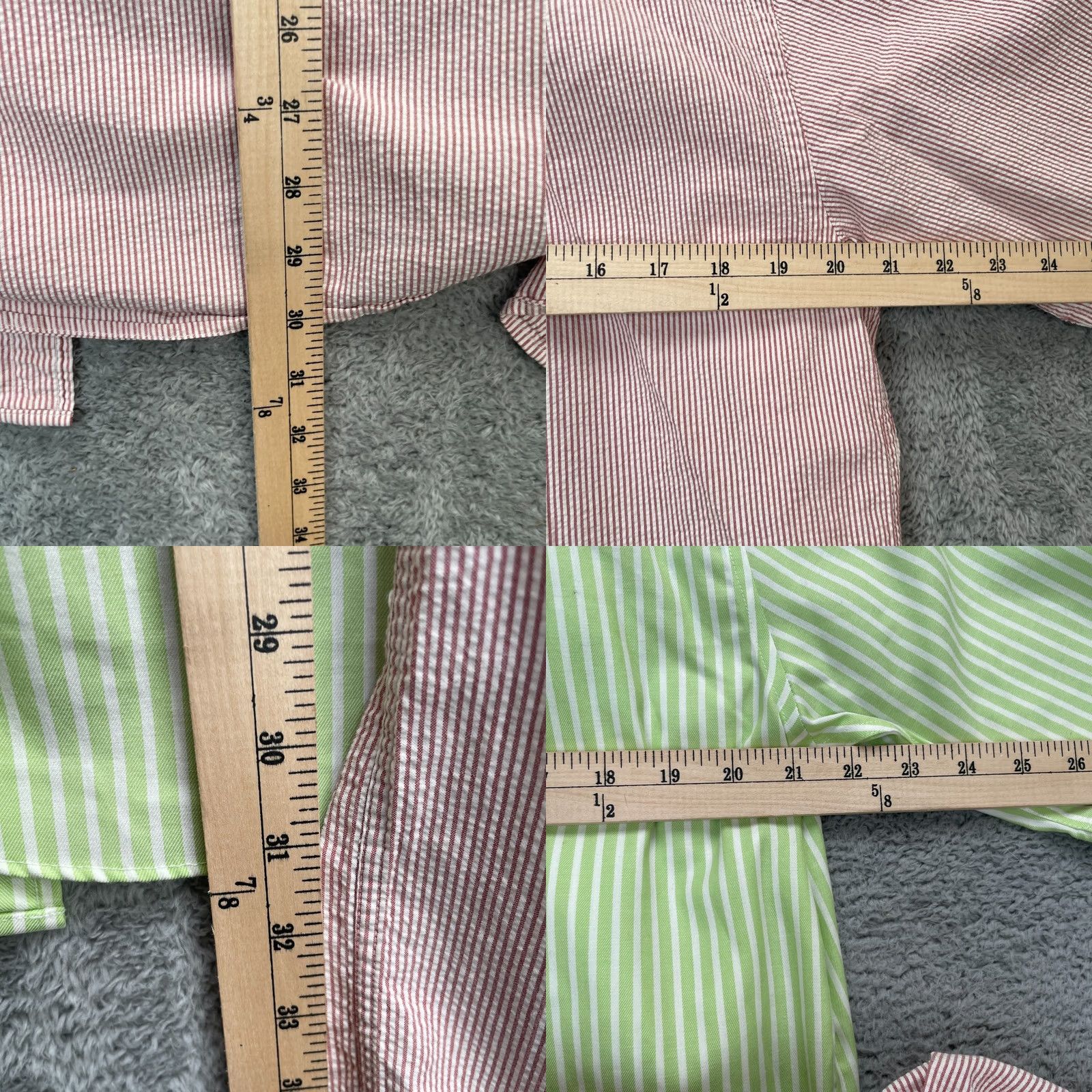 Vintage LL Bean Shirts Mens Medium Pink Green Striped Cotton Button Down Dress Size 40R - 8 Thumbnail