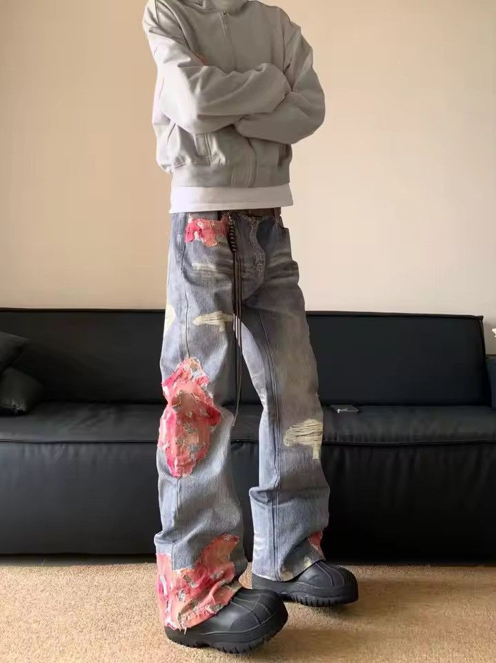 Jean Kitajima x Hori Patchwork Embroidery Baggy Denim Jeans Size US 27 - 3 Thumbnail