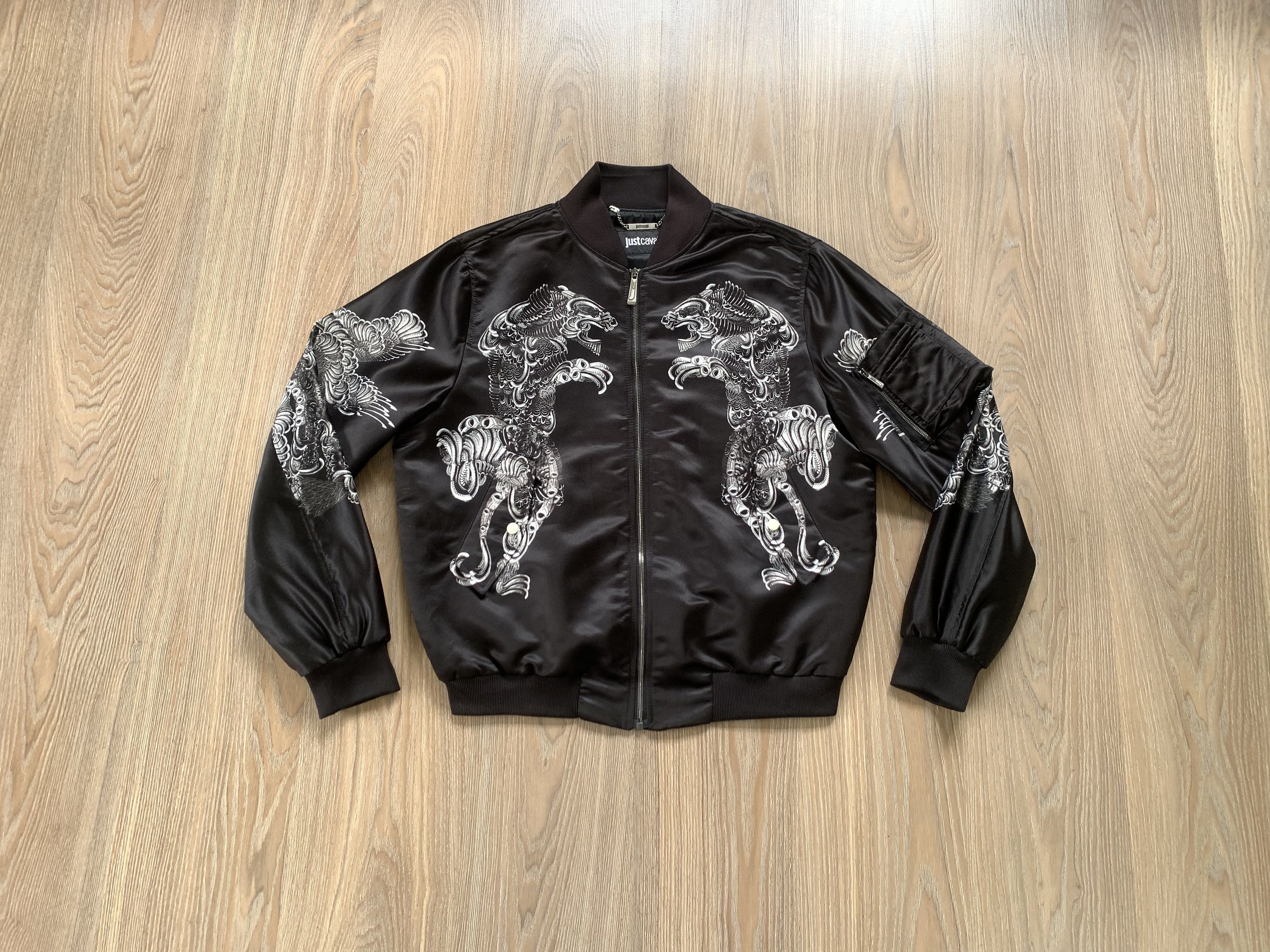 Just Cavalli Rare Just Cavalli Black Bomber Jacket Printed Size US M / EU 48-50 / 2 - 1 Thumbnail