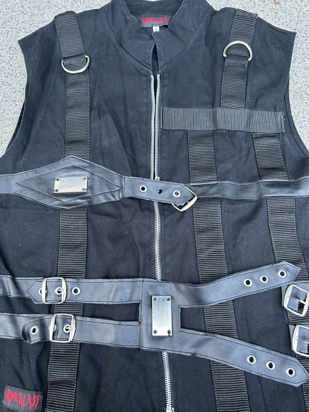 Vintage Avant Garde Aderlass black Vest with belts and metal inserts Size US L / EU 52-54 / 3 - 5 Thumbnail