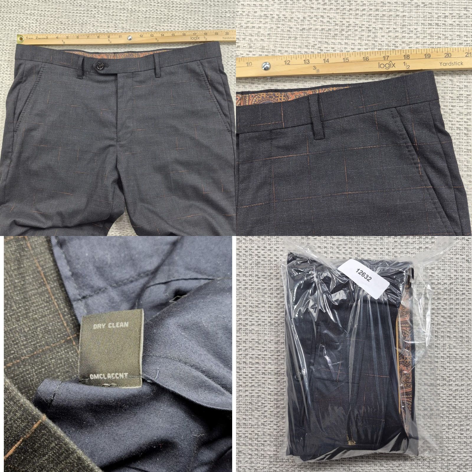 Murano Murano Alex Fit Dress Pants Mens 38x32 Gray Plaid Flat Straight Leg Business Size US 38 / EU 54 - 8 Thumbnail