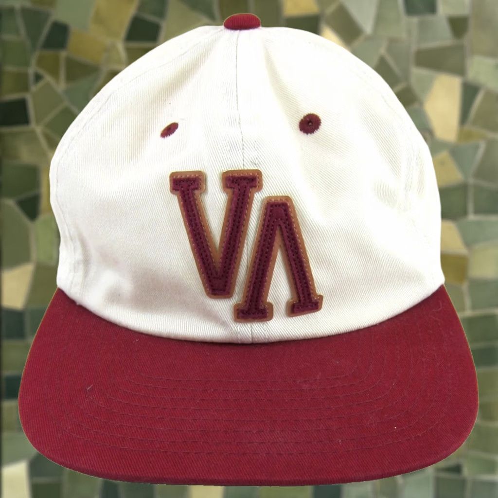 RVCA Vintage RVCA VA All The Way Red Canvas Brown Leather Strap Baseball Hat Size ONE SIZE - 1 Thumbnail