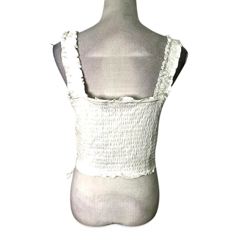 Other Vero Moda Cropped Tank Top Frill Smocked White Womens XL NWT Size XL / US 12-14 / IT 48-50 - 5 Thumbnail