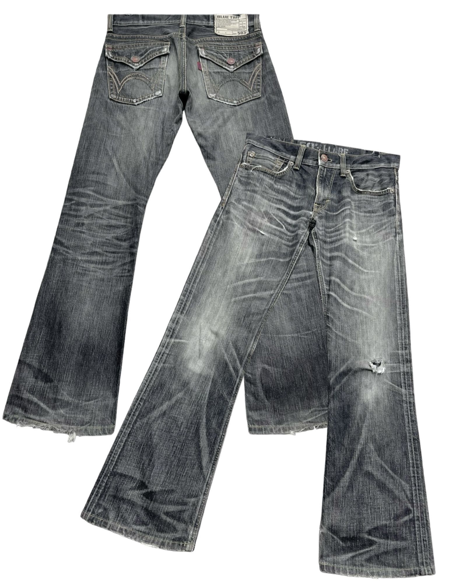 Edwin 🔥GRUNGE EDWIN FLARE Natural Ripped Faded Distressed Denim Size US 30 / EU 46 - 1 Thumbnail
