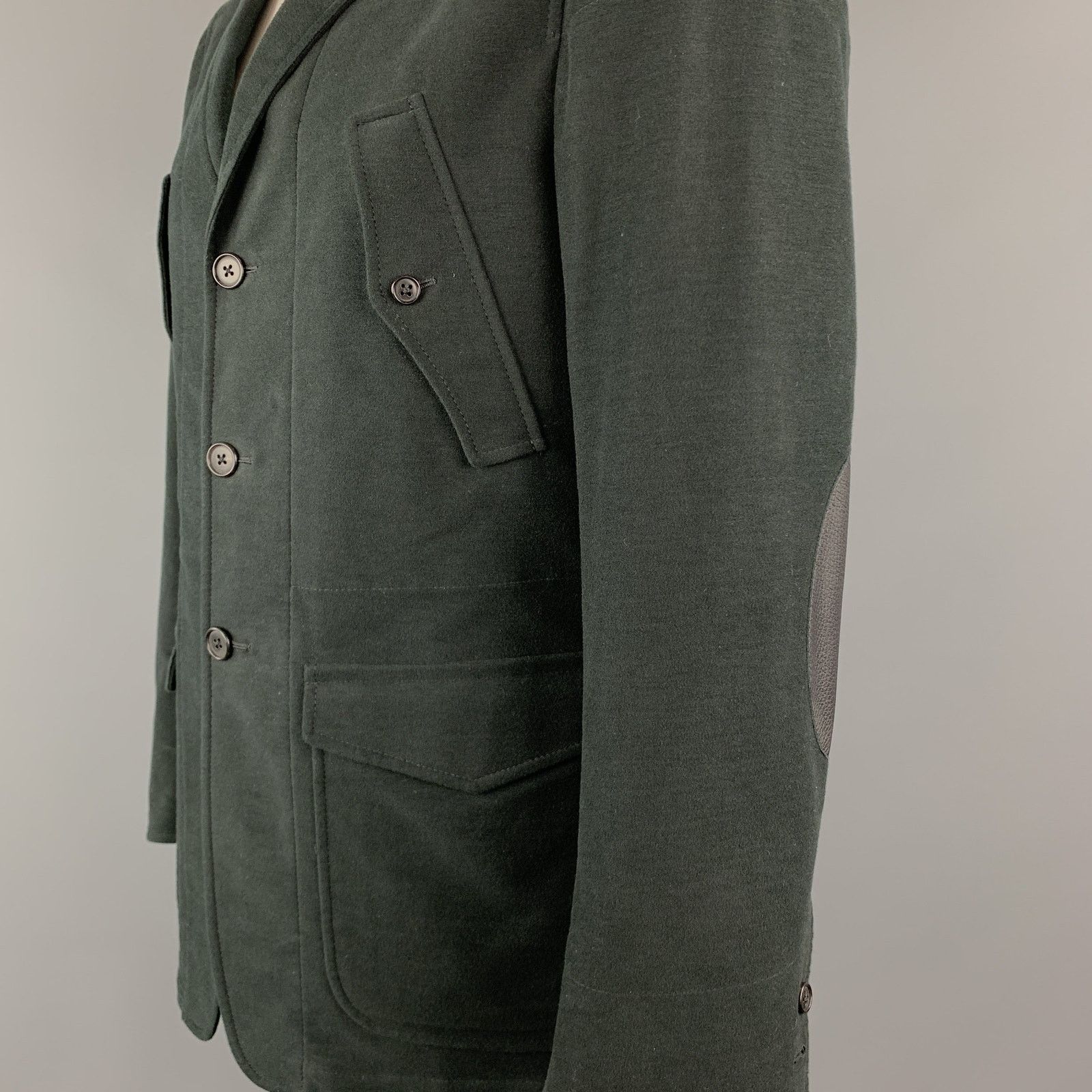 Belvest Black Cotton/Elastane Notch Lapel Patch Pockets Jacket Size US L / EU 52-54 / 3 - 3 Thumbnail
