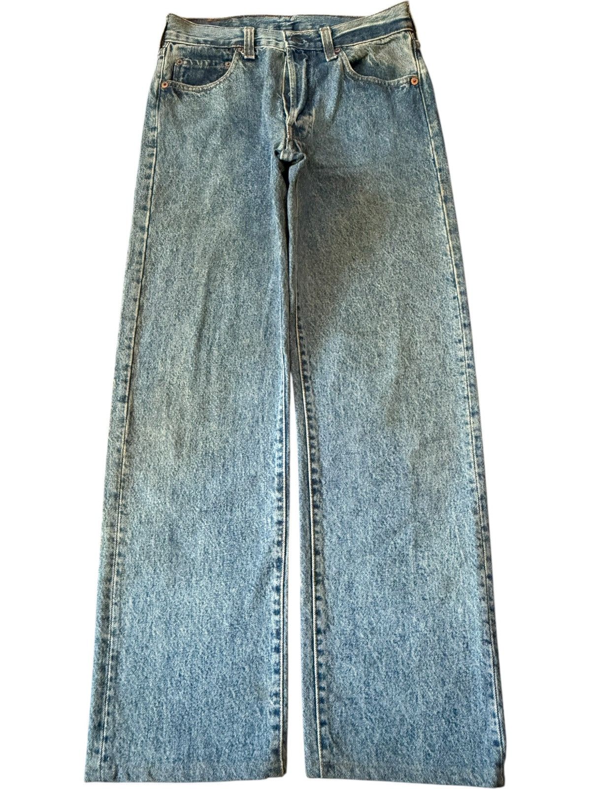 Levi's Vintage 80s Levis 501 Blue Wash Jeans Button 555 Size US 27 - 1 Thumbnail