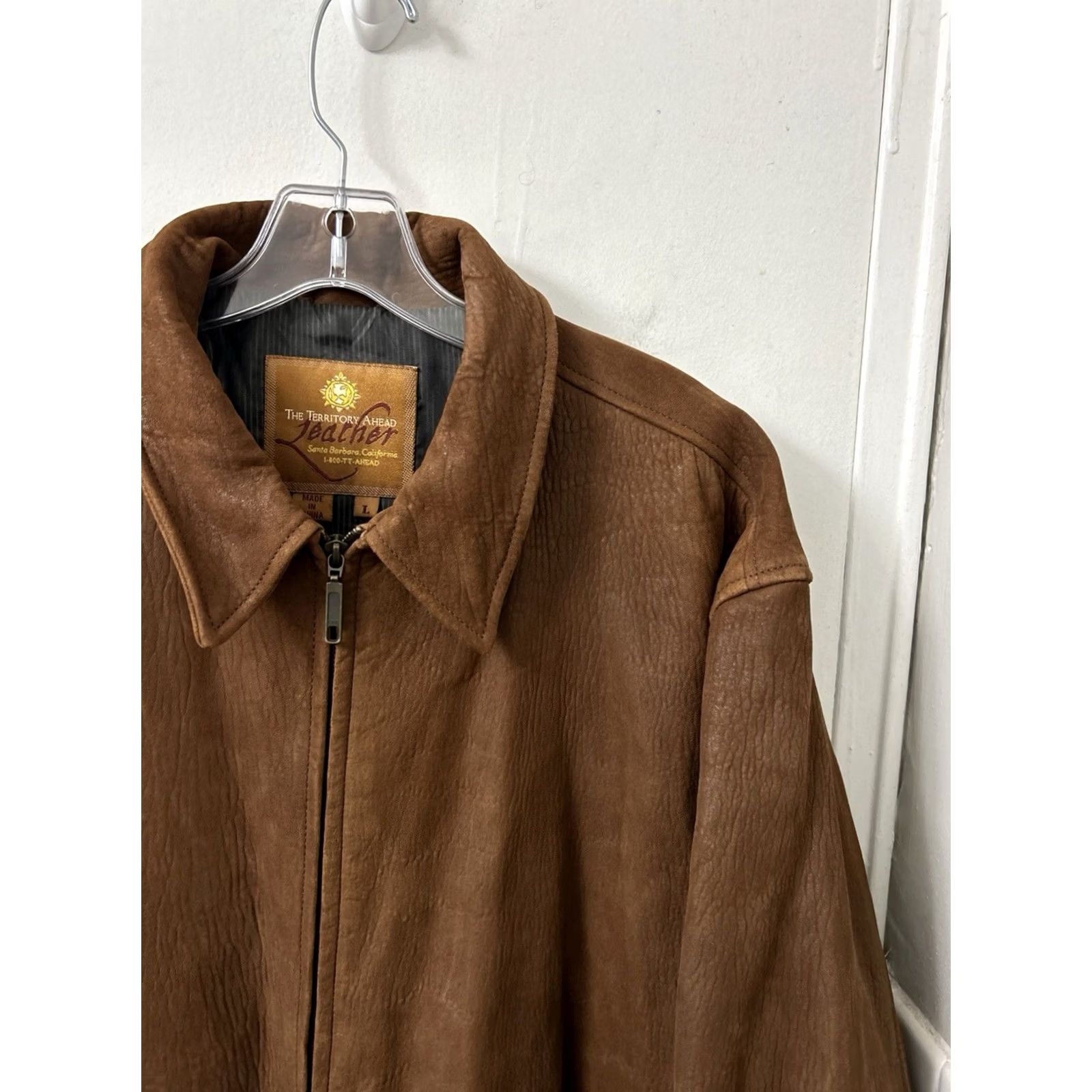 The Territory Ahead The Territory Ahead Leather Jacket Mens Large Brown Wool Lined Full Zip Bomber Size US L / EU 52-54 / 3 - 5 Thumbnail