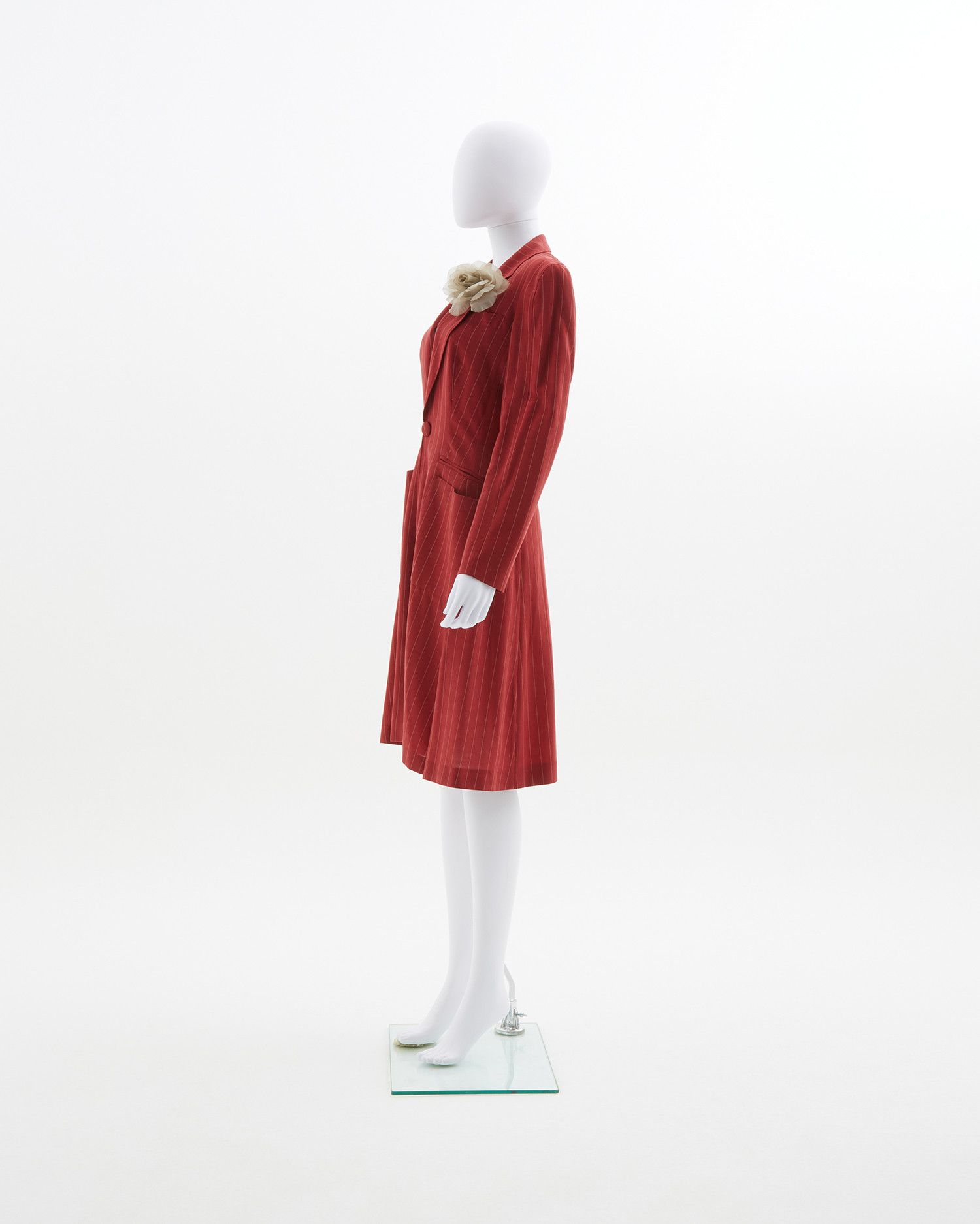 Jean Paul Gaultier S/S 1993 Red Pinstripe linen jacket Size M / US 6-8 / IT 42-44 - 2 Thumbnail