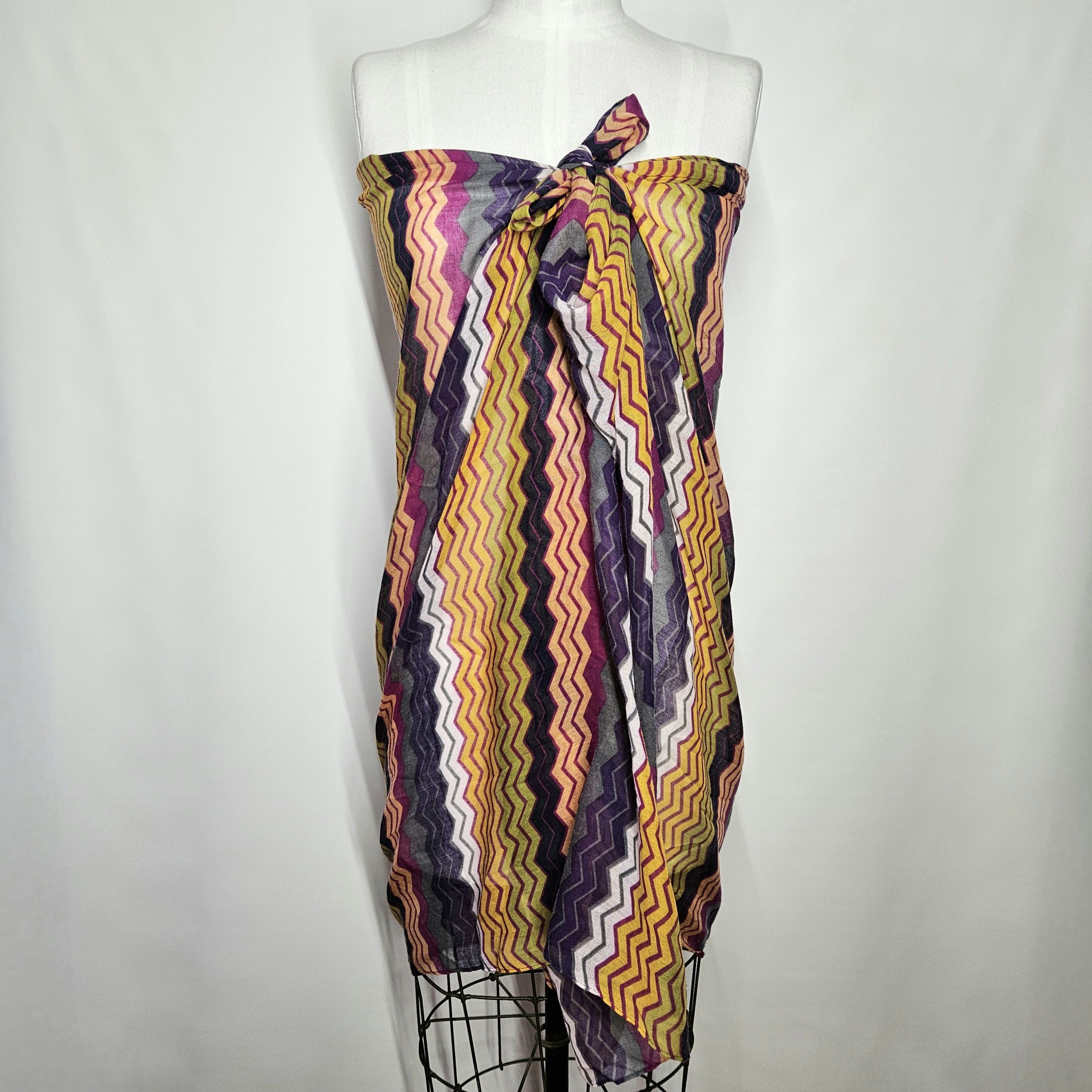 Other Natasha 74x36" Infinity Scarf Sarong Zig Zag Rainbow Jewel Size ONE SIZE - 5 Thumbnail