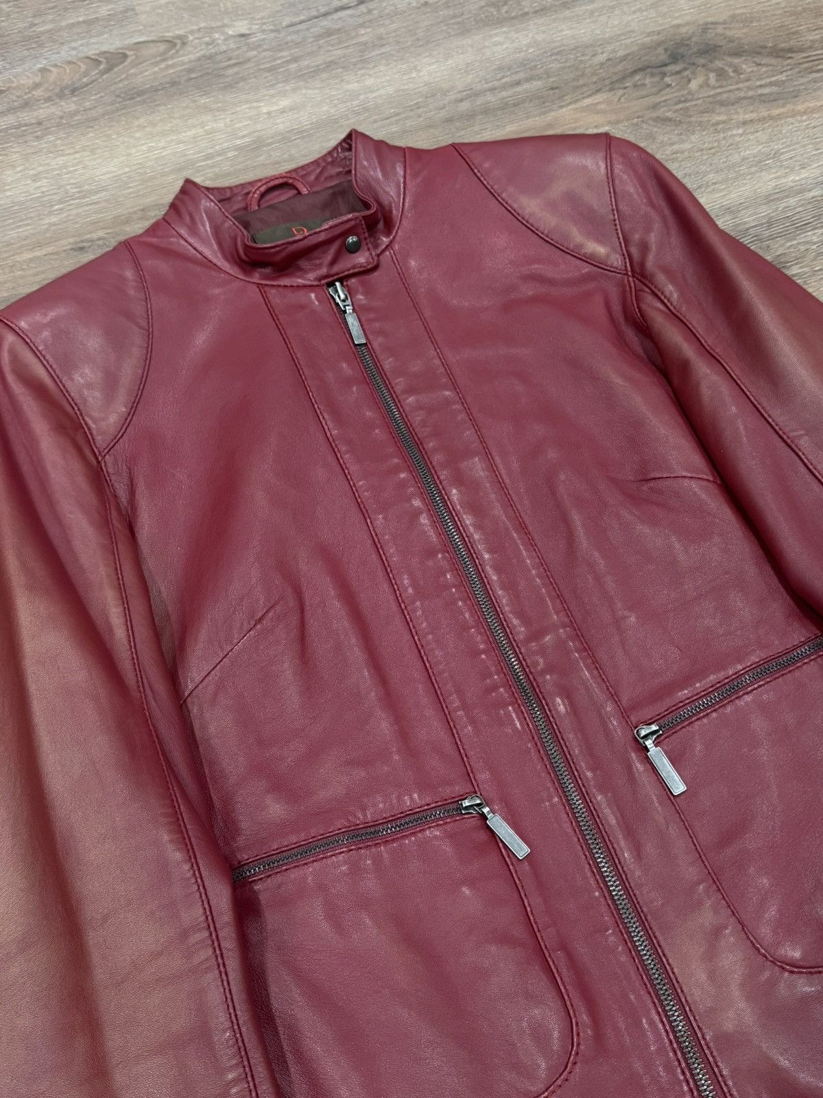 Danier Danier Genuine Red Leather Jacket Fitted Tailored Silhouette Size XXS / US 00 / IT 34 - 3 Thumbnail