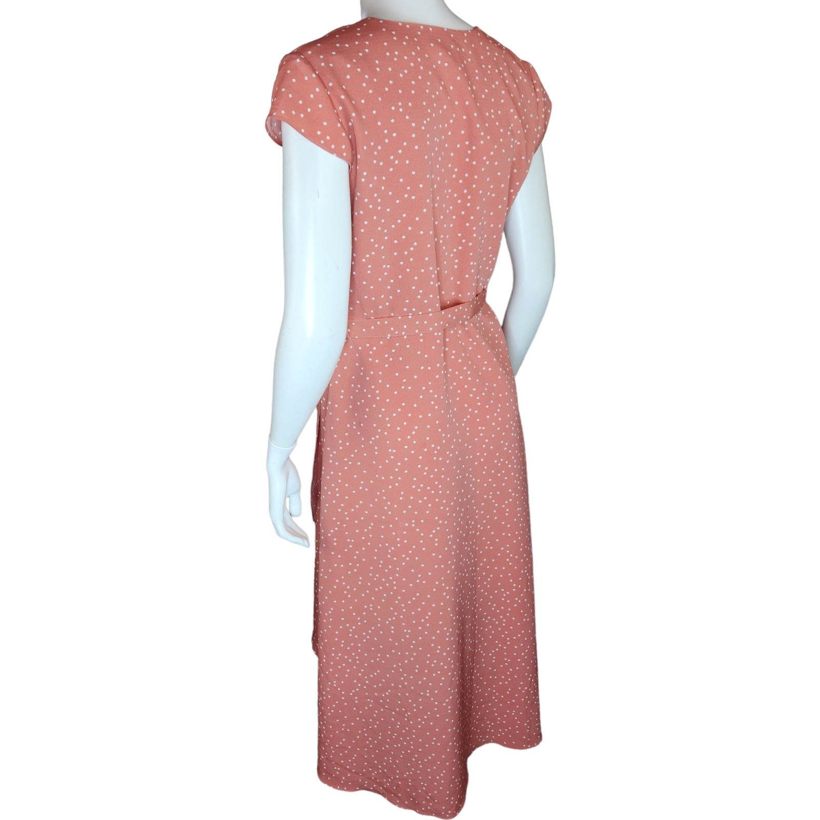 Madison Madison Womens Medium Peach Polka Dot Wrap Dress W/ Belt Size M / US 6-8 / IT 42-44 - 6 Thumbnail