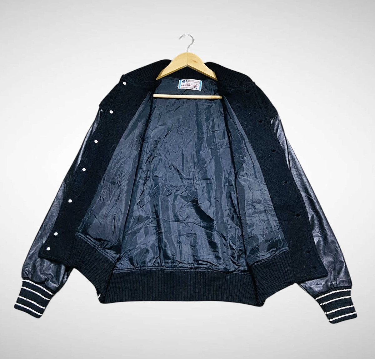 Japanese Brand Vintage Sister Boy (Uncle Bob) Wool Leather Varsity Jacket Size US XL / EU 56 / 4 - 4 Thumbnail