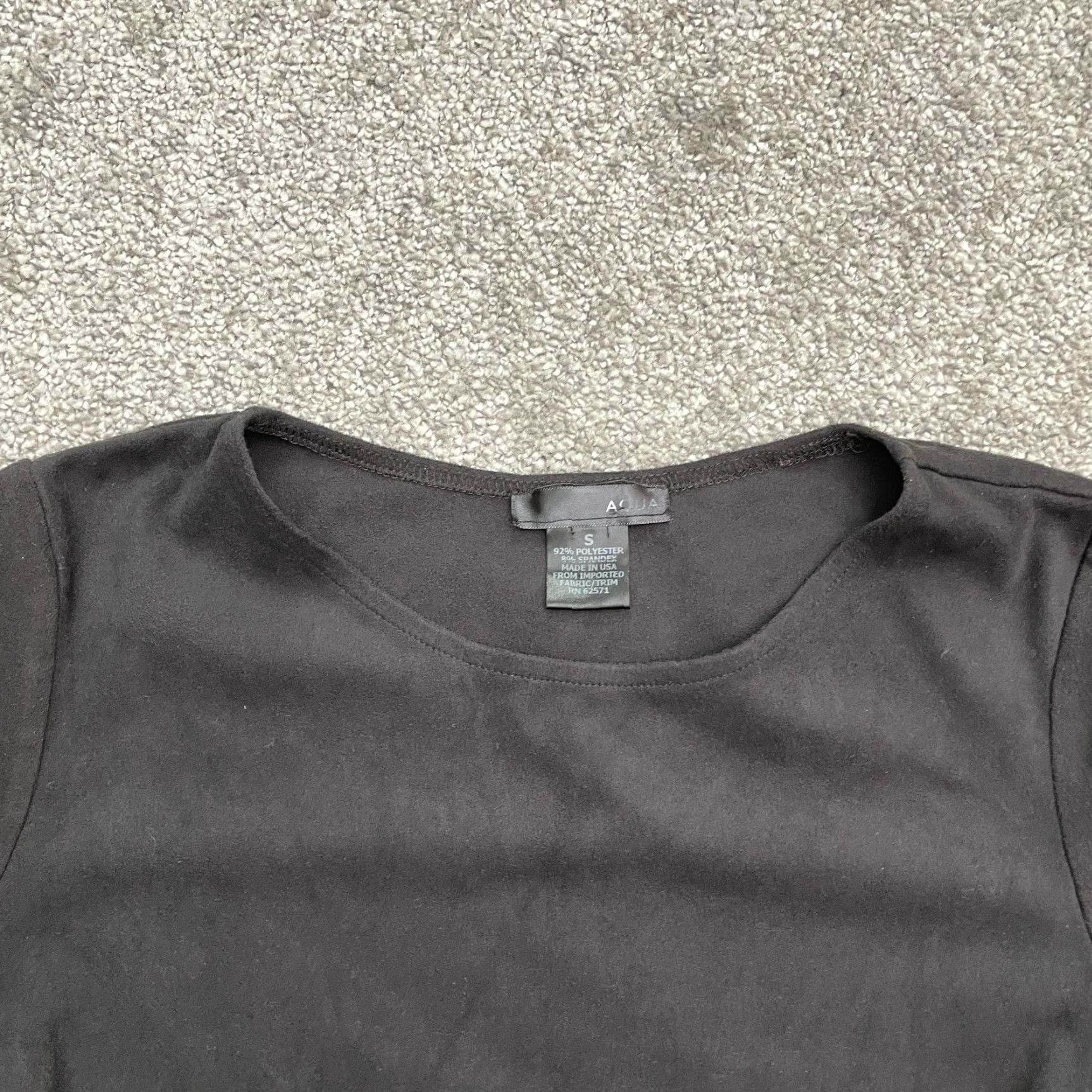 AQUA Aqua Blouse Womens Small Black Short Sleeve Classic Size S / US 4 / IT 40 - 3 Thumbnail