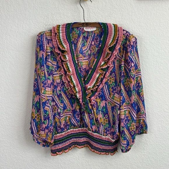 Neiman Marcus × Vintage Susan Fran Neiman Marcus Blouse Oil Spill Accordian Pleated Size L / US 10 / IT 46 - 1 Thumbnail
