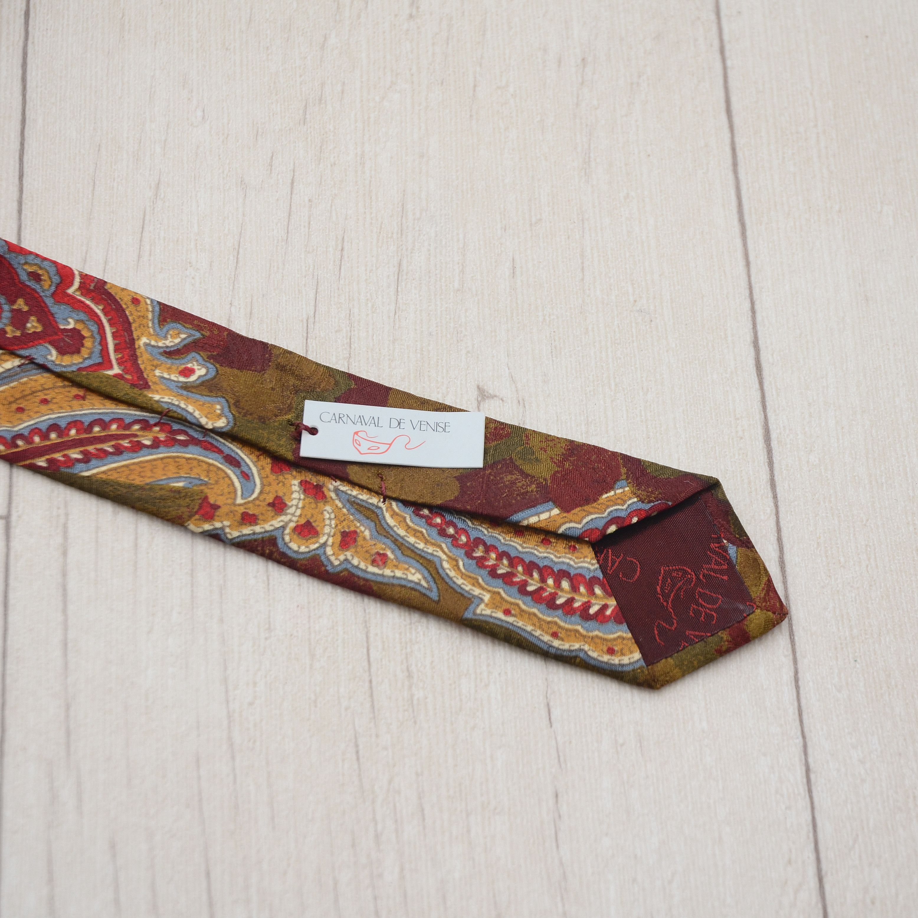 Vintage Vintage Tie CARNAVAL DE VENISE 100% Silk Floral Boho 70's Size ONE SIZE - 11 Thumbnail