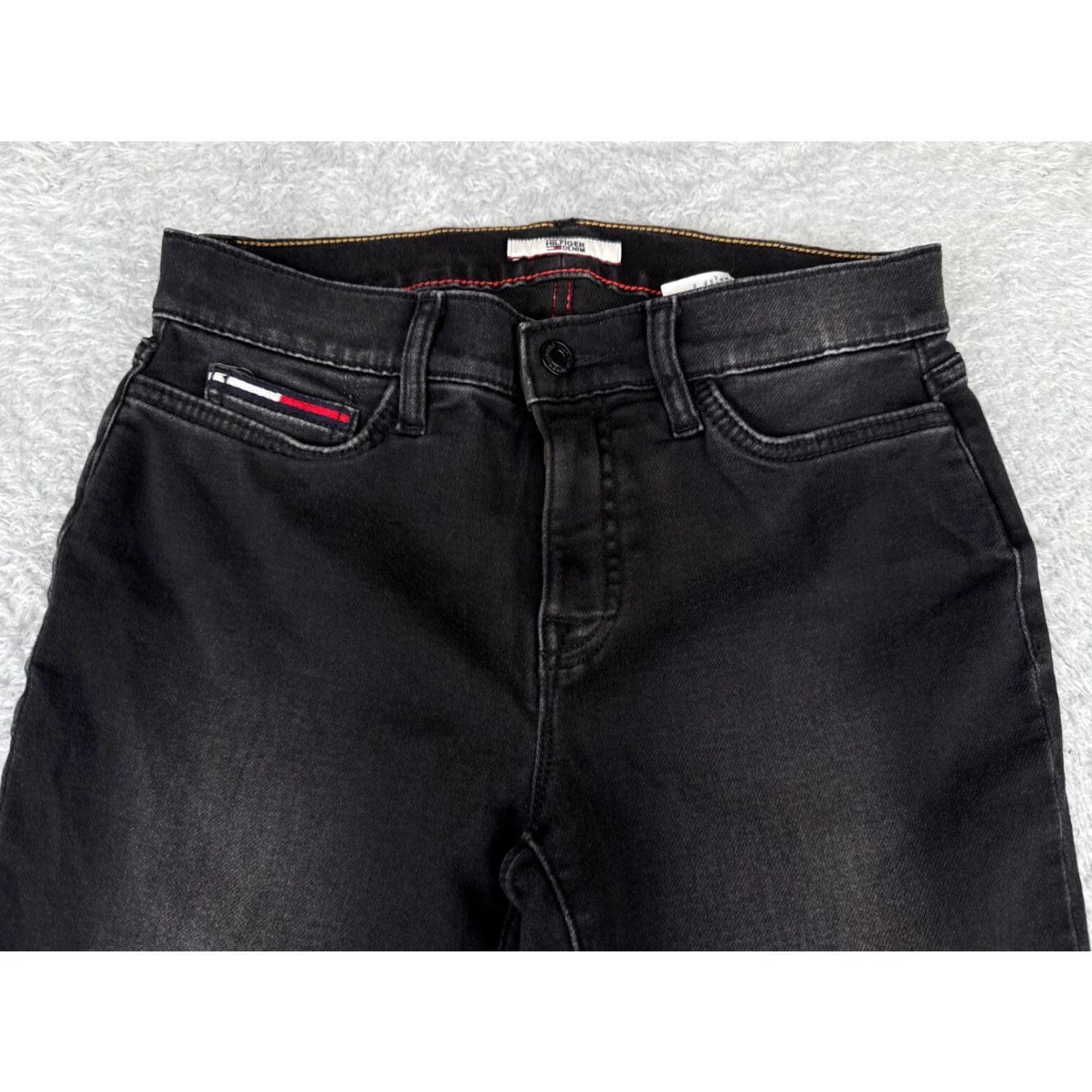 Tommy Hilfiger Tommy Hilfiger Jeans Womens 4 Black Denim Skinny Tapered Mid Rise Cotton 27x28 Jeans Womens Black Tomm y Hilfiger Size 27" / US 4 / IT 40 - 4 Thumbnail